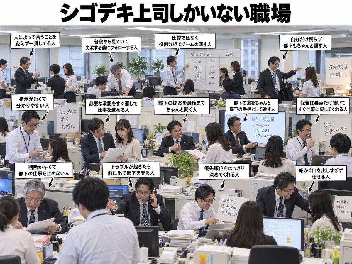 hikaru_hackjpn's tweet photo. シゴデキ上司しかいない職場 https://t.co/J2eAGMFmA4