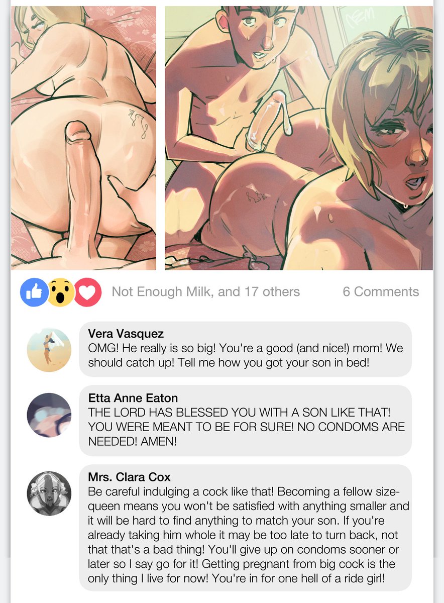 not_enough_milk's tweet photo. #taboo
been a while since i knocked out a late night quick an' horny idea

been experimenting with some more detailed coloring (inspired largely by @CathriellRue)
plus i've had the social media post format on my mind,
throw in a dash of unabashed mother son sex and here you go https://t.co/UDji6FKSoY