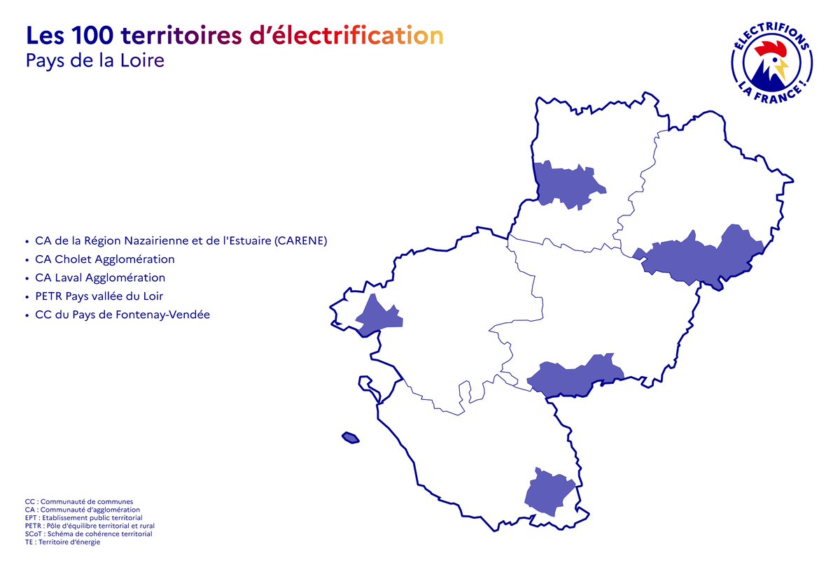 Image de Préfet des Pays de la Loire et de Loire-Atlantique - #TransitionEcologique | Électrifions la France⚡️Mesure 100 territoires d'électrification : 5 lauréat