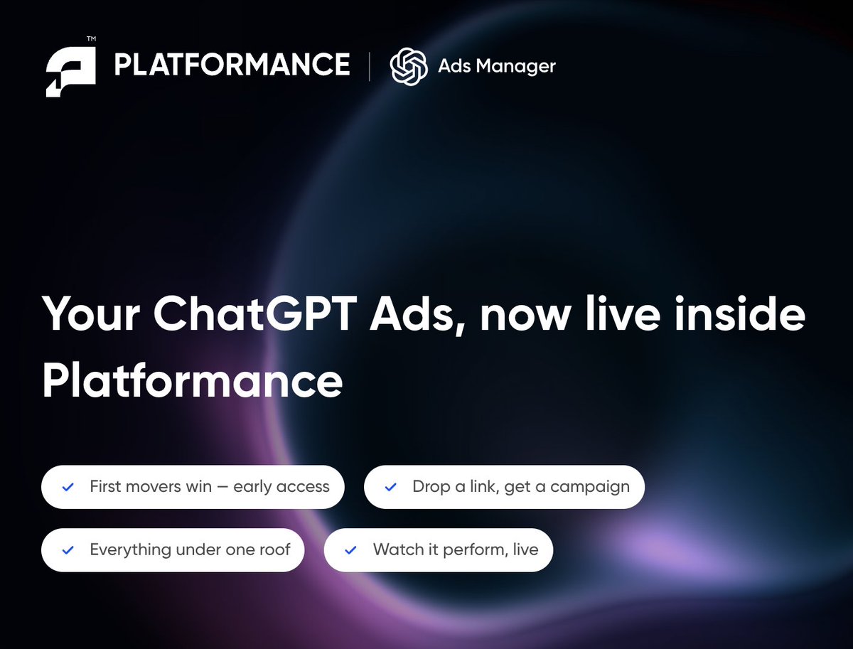 smarketer's tweet photo. Platformance is now onboarding early adopter brands and advertisers in Saudi Arabia for GPT Ads. If you’re interested in exploring GPT Ads for your brand, please sign up here:
https://t.co/nB7vDB6hrr https://t.co/aneYi2XeT6