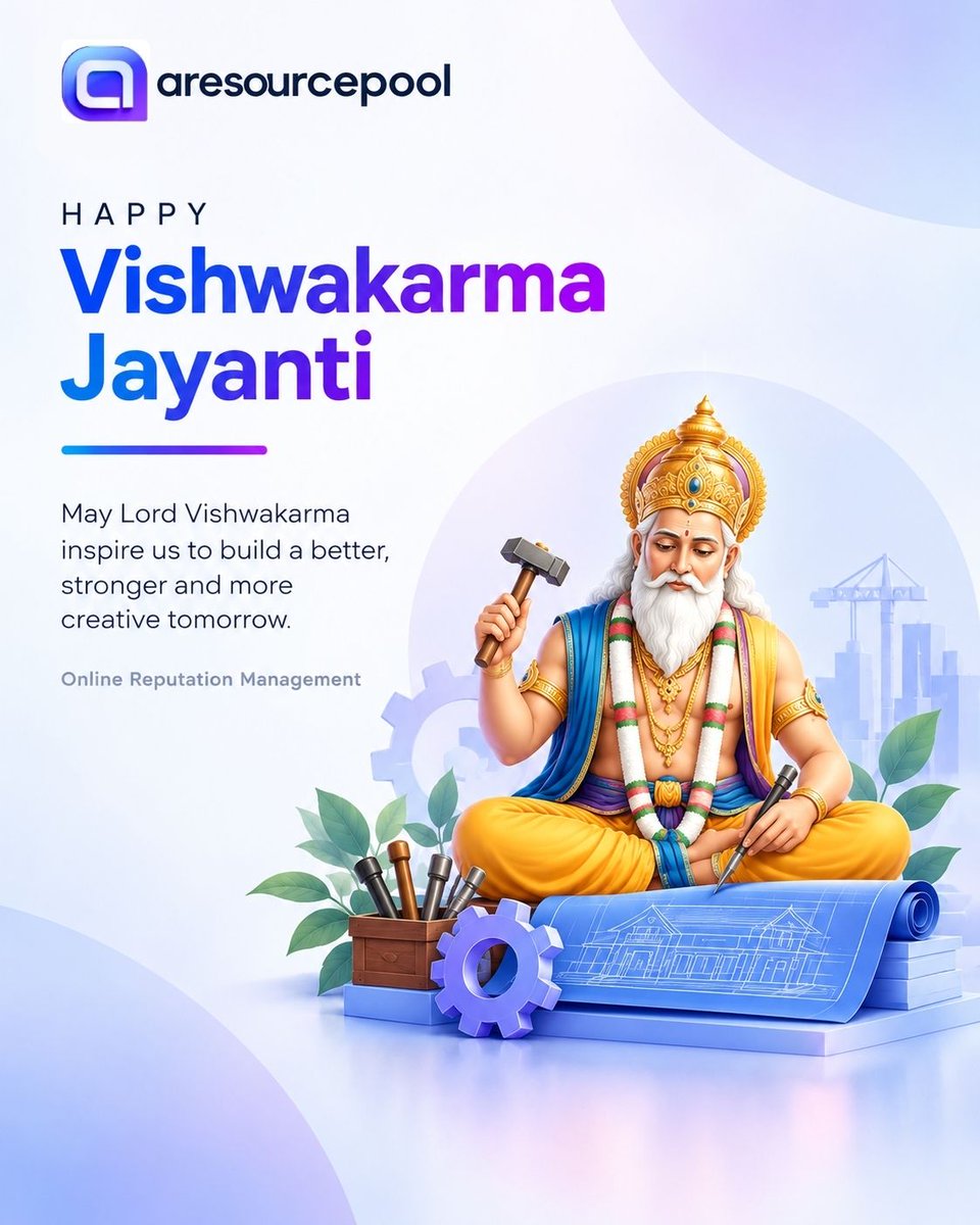 aresourcepool's tweet photo. 🛠️ Happy Vishwakarma Jayanti

May Lord Vishwakarma bless us with creativity, skill, innovation, and the strength to build a better tomorrow. Let’s celebrate the spirit of craftsmanship, technology, and excellence that turns ideas into reality. 🙏✨

#VishwakarmaJayanti https://t.co/zqGn7EaCqn