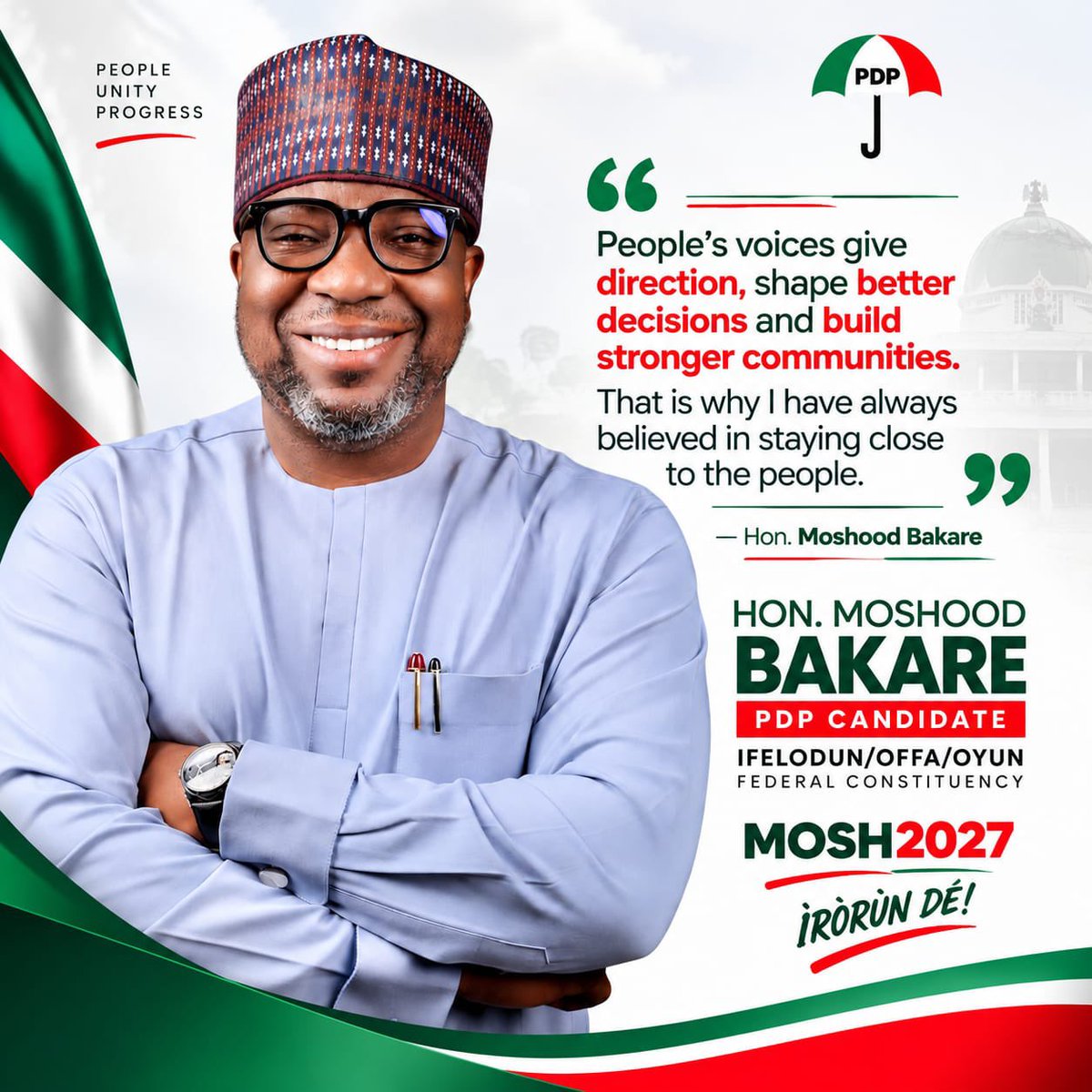 Honbakare27's tweet photo. People’s voices give direction, shape better decisions and build stronger communities.

Listening to constituents and understanding community priorities are important parts of public representation.

Hon. Moshood Bakare
PDP Candidate, Ifelodun/Offa/Oyun Federal Constituency https://t.co/ZRwth5v40G