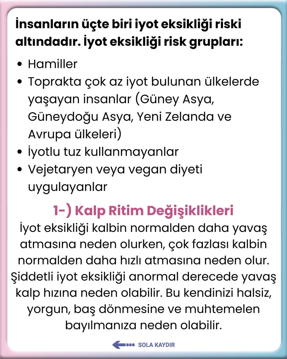 IlacsY's tweet photo. Vücudunuz bu sinyalleri veriyor mu? 🤔

Belki de sorun iyot eksikliğidir!

😩Sürekli yorgunluk,
🥶 Beklenmedik kilo alımı,
😴 Üşüme ve
💇‍♀️ Saç dökülmesi gibi 10 önemli belirtiyi sakın göz ardı etmeyin!

Devamı yorumlarda 👇🏻 

#iyot #tiroid #saglikliyasam #iyoteksiligi #beslenme https://t.co/HDU9TAExDH