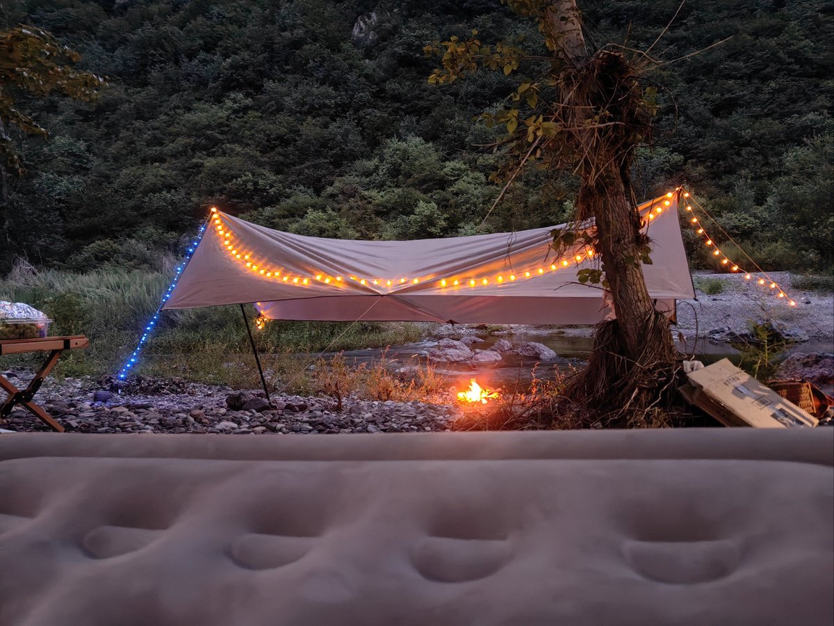 alisr965484's tweet photo. [Woke up to fresh pine air and sun filtering through tent mesh—this quiet mountain camping reset hit different. No alarms, just crickets and morning sips. ]， https://t.co/s9QDY4qdlo