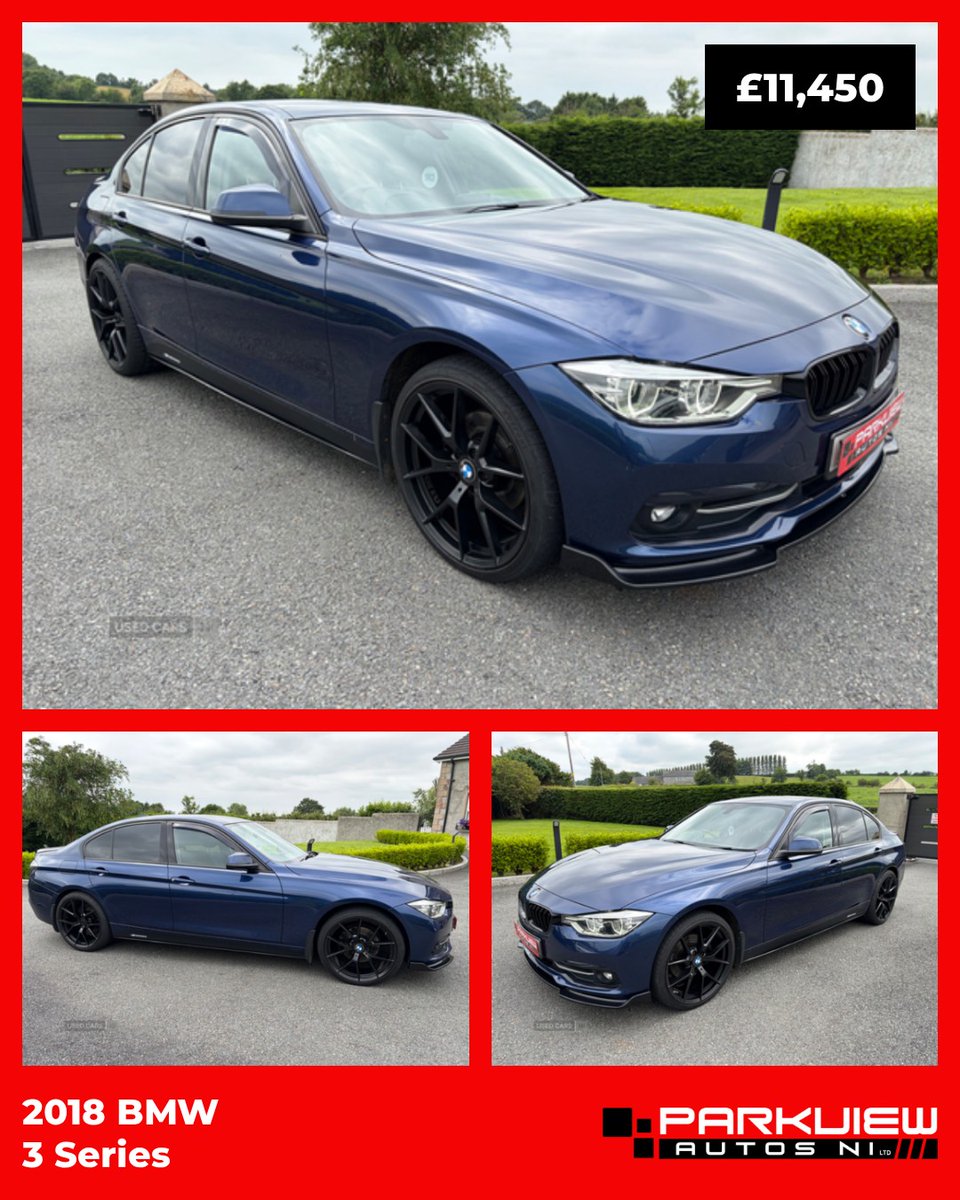 ZellaFanshuwpw's tweet photo. 2018 BMW 3 Series 320d Sport 4dr 
£11, 450 
Stunning high-spec example with full service history. 72, 228 miles 
2L diesel 
Manual 
3-month warranty 
Part exchange welcome 
Templepatrick, Antrim, BT39 0EX https://t.co/lP9u3DG69p