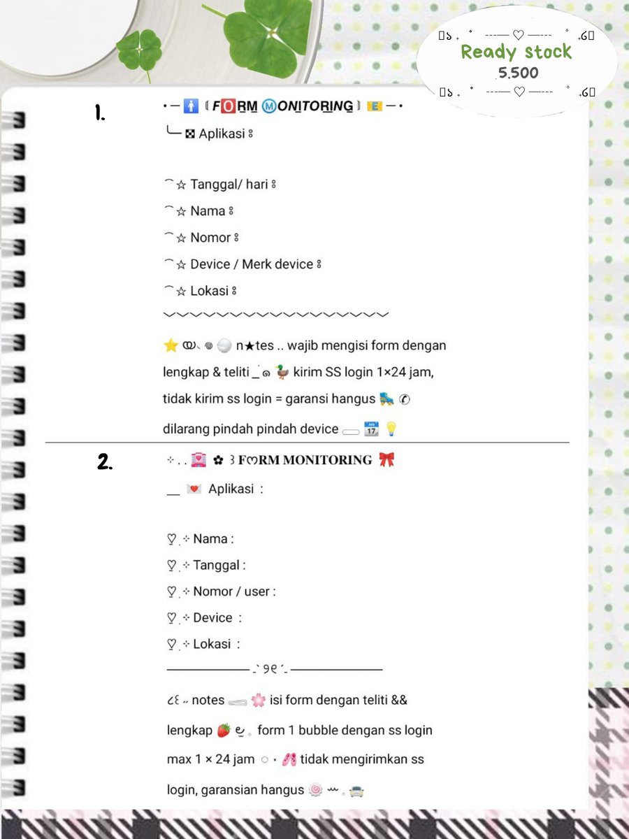 lembahanna's tweet photo. ꒰ help rt ?  ꒱𓂅 thank You!  💌 �� .ᐟ𓂃࣪

🎀 ⠟ ִ ♡ ۫  👩🏻‍🌾 hi - hi 𖦹 aku bawa 4 wording ready stock ⭐ ༝ ( 𝗳̲𝗼̲𝗿̲𝗺̲ 𝗺̲𝗼̲𝗻̲̲𝗶̲𝘁̲𝗼̲𝗿̲̲𝗶̲𝗻̲𝗴̲ ) ♡ dengan harga 5.500 👛 bisa bawa pulang dengan ketuk DM atau tele aku 𓊔 🐰 🌳 see you ~ 

🚘 ♯┆  #bealanja https://t.co/GOqg9AkbvV