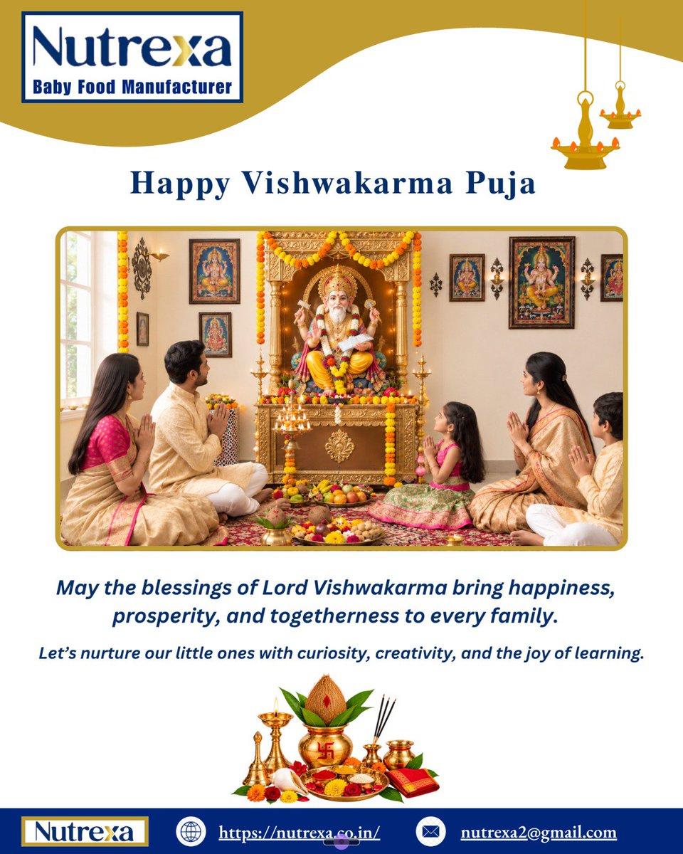 Nutrexa_'s tweet photo. Vishwakarma Puja is a time to celebrate new beginnings, express gratitude, and welcome prosperity, positivity, and creativity into our lives.

May this auspicious day inspire new ideas, and beautiful possibilities, while filling every home with peace.

 #NutrexaInternational https://t.co/rdKZoagh0M