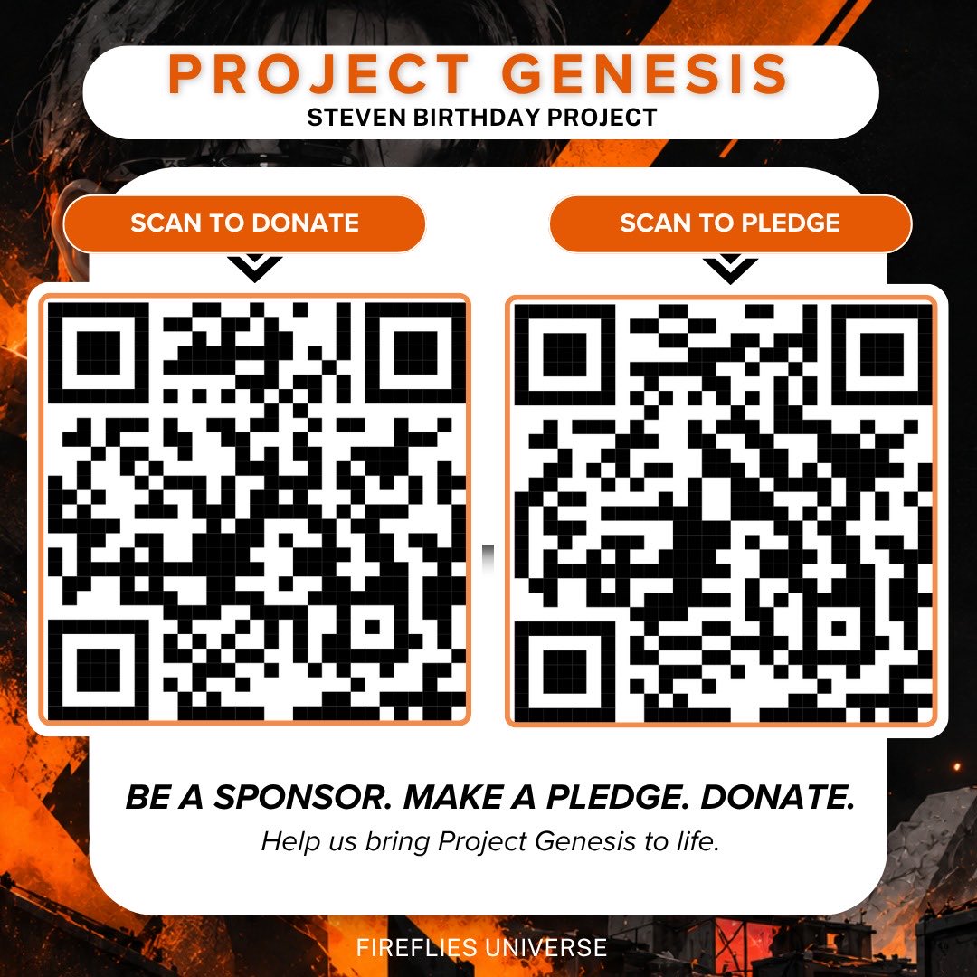 FirefliesUni's tweet photo. [ PROJECT GENESIS // FUNDING PHASE ]

The system is ready. The mission is set.
But Genesis cannot begin without you. 🔥

To bring Steven’s birthday surprises to life, we’re aiming to raise ₱500,000 to power the mission.

🎁 Gifts — ₱150,000
🗳️ Voting — ₱100,000
📢 Ads — ₱100,000
🎉 CSE — ₱150,000

Every contribution brings us closer to unlocking what we’ve prepared for Steven.

🧡 PLEDGE & SPONSORSHIP
Fireflies can now pledge or sponsor for Steven’s Birthday Gift and CSE Event. Every amount, big or small, will help us reach our goal.

🔗 Pledge & Sponsorship Form: https://t.co/qTOV2h1H4I

🔗 Donation Form: https://t.co/YCyA9jmAy5

Help us reach the funding goal.
Help us unlock the surprises.
Help us bring Project Genesis to life. 🦊🔥

The countdown has begun.
Will you join the mission?

#ProjectGenesis
#아홉 #AHOF
#스티븐 #STEVEN #STVN