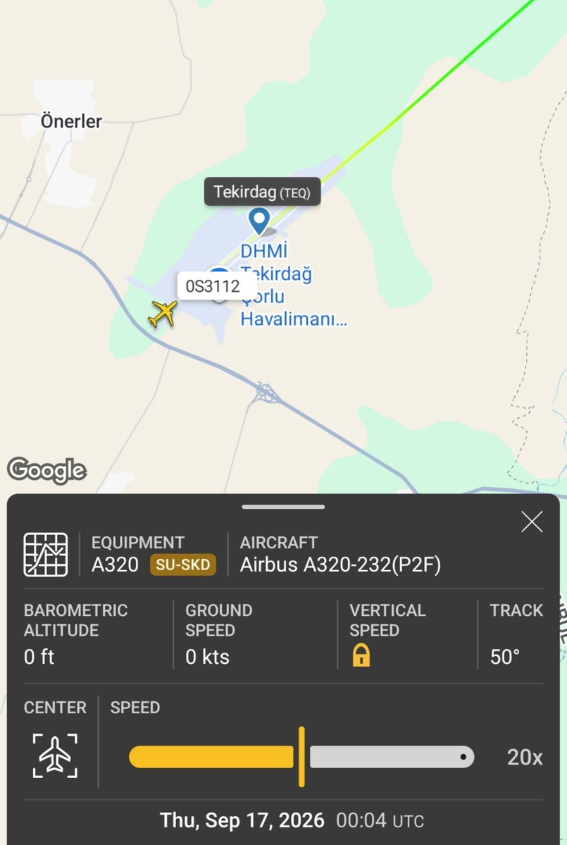 AfriMEOSINT's tweet photo. Sky Vision Airlines 🇪🇬 Airbus A320-232 cargo aircraft (reg. SU-SKD) flew from Tekirdağ Çorlu Airport in Turkey 🇹🇷 to Port Sudan 🇸🇩 again this morning, bringing the total to five cargo flights in recent hours linked to Bayraktar drone deliveries to the SAF. https://t.co/JzWzQCDgGg