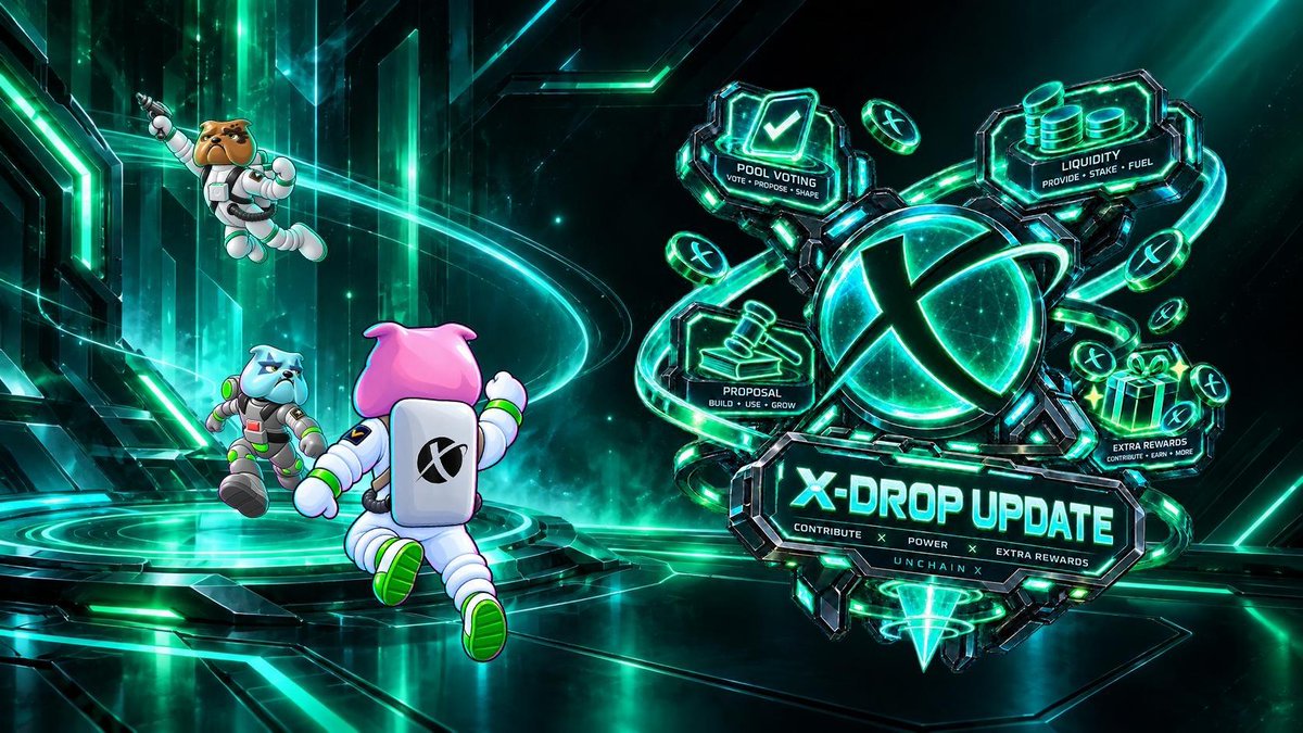 Unchain_X's tweet photo. 📢 X-DROP Update Announcement
X-DROP is a new incentive program designed to recognize and reward users who actively contribute to the growth and development of Unchain X.
Beyond simply holding assets, users can earn contribution scores through meaningful activities within the ecosystem.

📌X-DROP operates as follows.
1⃣Governance Reward Eligibility
→ Participation in Pool Voting
→ Participation in Proposal Voting
2⃣Reward Waves
Governance Rewards Drops are conducted on a Wave-by-Wave basis. Each Wave has its own independent evaluation period and reward criteria, while the timing and specific conditions may vary depending on ecosystem conditions and the operational direction of the protocol.
For more details, please refer to Unchain X DOCS – X-DROP (https://t.co/tvmtK4W9Vh).

Custom Liquidity Mining
Coming Soon

Earn special X-DROP rewards prepared by Unchain X.
Thank you for your continued interest and participation in Unchain X.

📌 Important Notice
X-DROP is an incentive program operated at the discretion of the Unchain X team. Participation in X-DROP does not grant participants any rights or claims to the protocol’s revenue, profits, or assets. The availability, amount, timing, and method of distribution of any rewards are not guaranteed in advance.
Before participating, please review the important notices and relevant information available in the Unchain X DOCS (https://t.co/V6tVhYg9w7).