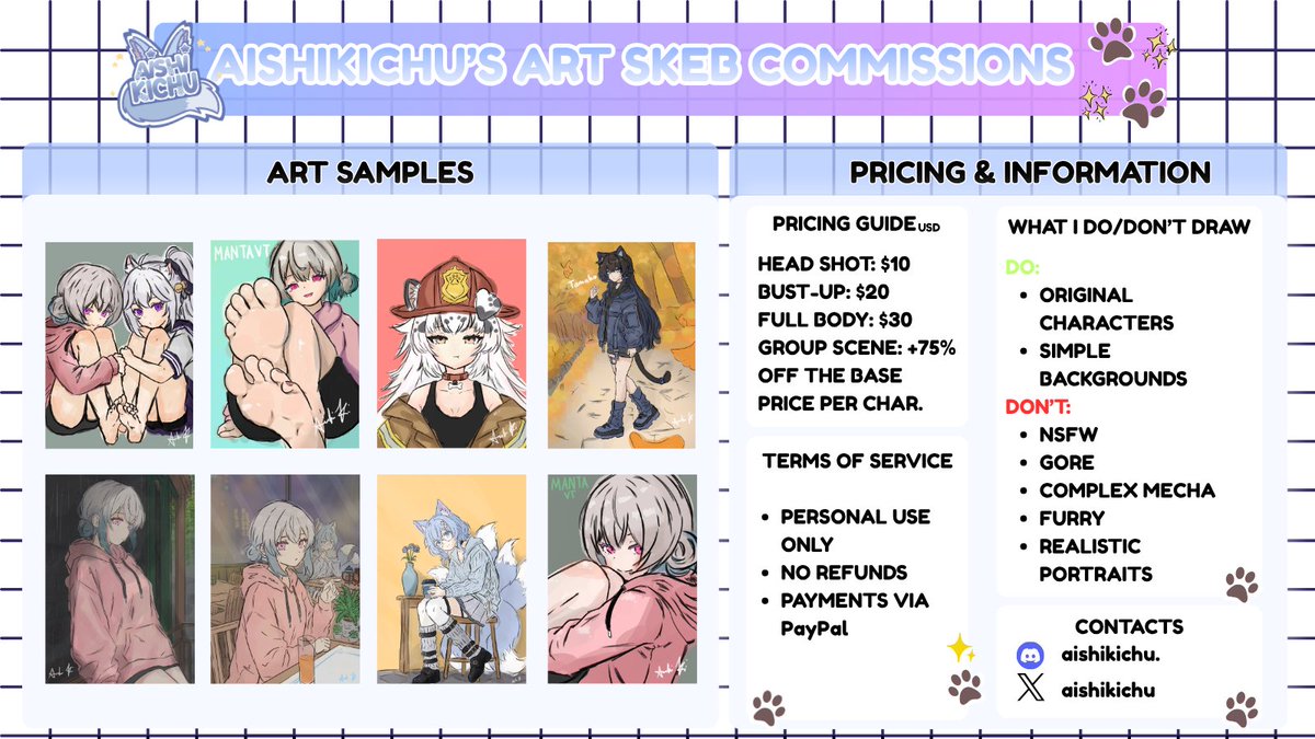 aishikichu's tweet photo. 🌸 Updated Price Sheet! 🌸 
My Skeb-style art commissions are officially OPEN! 🎨I’m currently taking requests for: 
✨ Character Illustrations 
✨ Icons & Bust-ups (OCs, VTubers & Fanart are all welcome!)
💌 DM me to claim your slot! 

P.S. I’m also on the hunt for a VGen code if anyone has one to spare! 👀🙏

RTs are hugely appreciated! 🔁💖 

#CommissionsOpen #ArtCommission #Skeb #VTuber #VGenCode