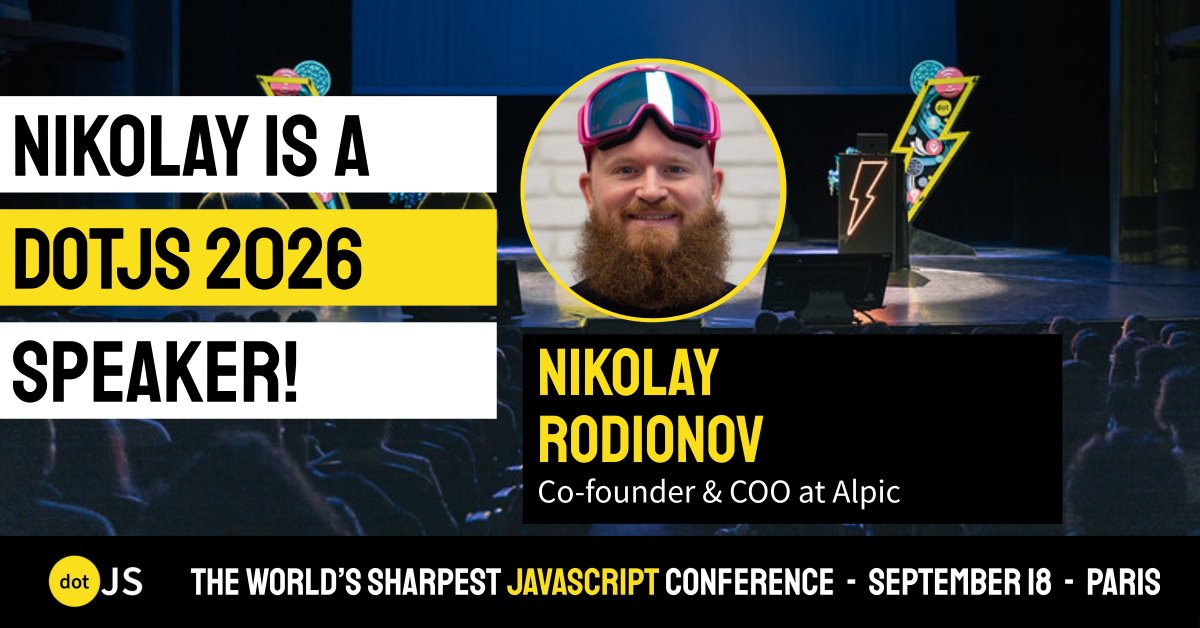 alpic_ai's tweet photo. @jeanroudy, our co-founder and COO, is speaking at @dotJS 2026 (Sept 18, Paris): "Building ChatGPT and MCP Apps with All the Comfort of Modern TypeScript DevX."

Need a ticket? 20% off tickets with code SPEAKER20: https://t.co/94nUDtOxgX https://t.co/t2naFChqVX