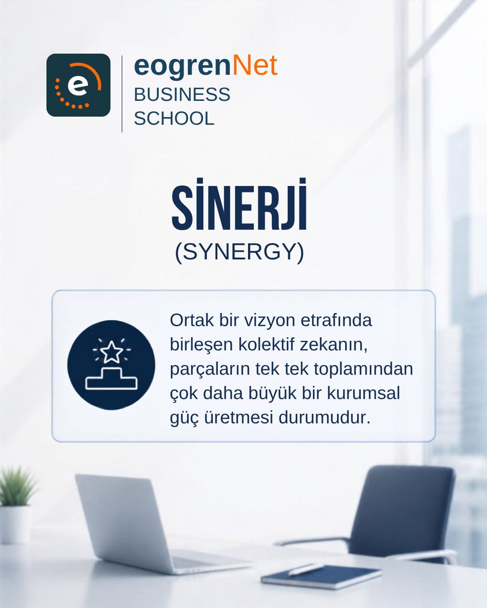 eogrenNet's tweet photo. Yönetim biliminin en klasik ve en güçlü matematik formülü: Bir artı bir, üç eder.Sinerji, sadece yan yana çalışmak değil; departmanlar arası siloları yıkarak holding genelinde kolektif bir akıl yürütme ekosistemi yaratmaktır.

Ekibinin, işinin yetkinliklerini geleceğe taşı. https://t.co/zS98Dhr6rK