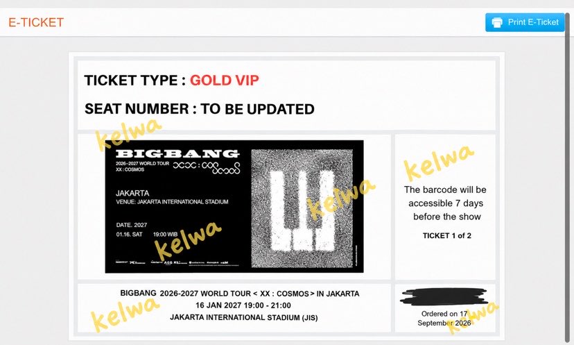 isswaaach's tweet photo. wts / want to sell 
BIGBANG WORLD TOUR < XX : COSMOS > IN JAKARTA 

🎫 2 Tiket - DIAMOND VIP  (membership presale)
🎫 2 Tiket - GOLD VIP(Membership presale)
🎫 2 Tiket - CAT 1B (Membership presale)
🎫 2 Tiket - CAT 3(Membership presale)
🎫 1 Tiket - CAT 4 (Membership presale)
🎫 2 Tiket - CAT 5 (Membership presale)
🎫 2 Tiket - CAT 7 (Membership presale)

💰 harga web + fee jastip  
🌟 secure 10.01 

✅ fullpayment
✅ diurus sampai tiket fisik 
✅ masuk grup jastip 
💌 DM for more info  

t. wts jual beli wtb cari lfb tix tiket konser bigbang jkt