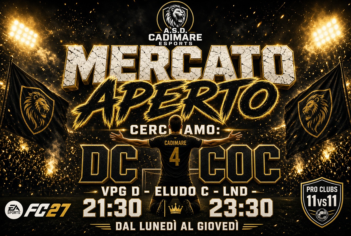 AsdCadimare's tweet photo. Il mercato e aperto , ultimo mese e iniziano i campionati... ti aspettiamo cerchiamo DC-COC ma proviamo anche in altri ruoli
@RTPROCLUBSEU @VPGItaly @VPLItaly @MercatoFifaPro @PROCLUB_ITALY @pctransfermarkt @RT_Proclub @ProClubsMarketX @calciomercatox1 https://t.co/k4y36S5dXd