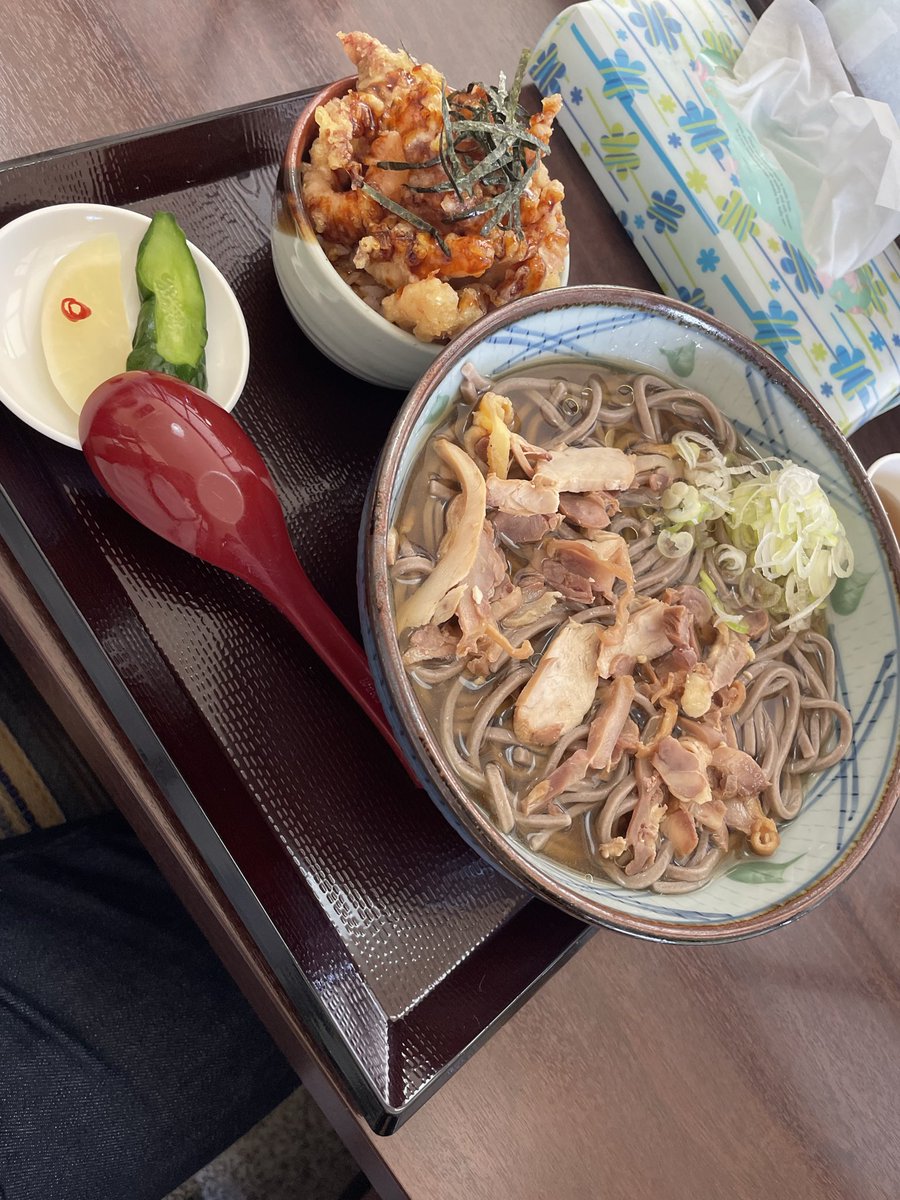 hhhhiro0411's tweet photo. 教えてもらった冷たい肉そば&amp;ゲソ天丼
嫁氏もニッコリ大満足🤤
免許更新も終わらせたし外装チェンジしたし、バイクそろそろ乗りたいけど予定が密でなかなか乗れず…
乗れそうなところは雨だし困ったなあ https://t.co/P5IGTpwuOY