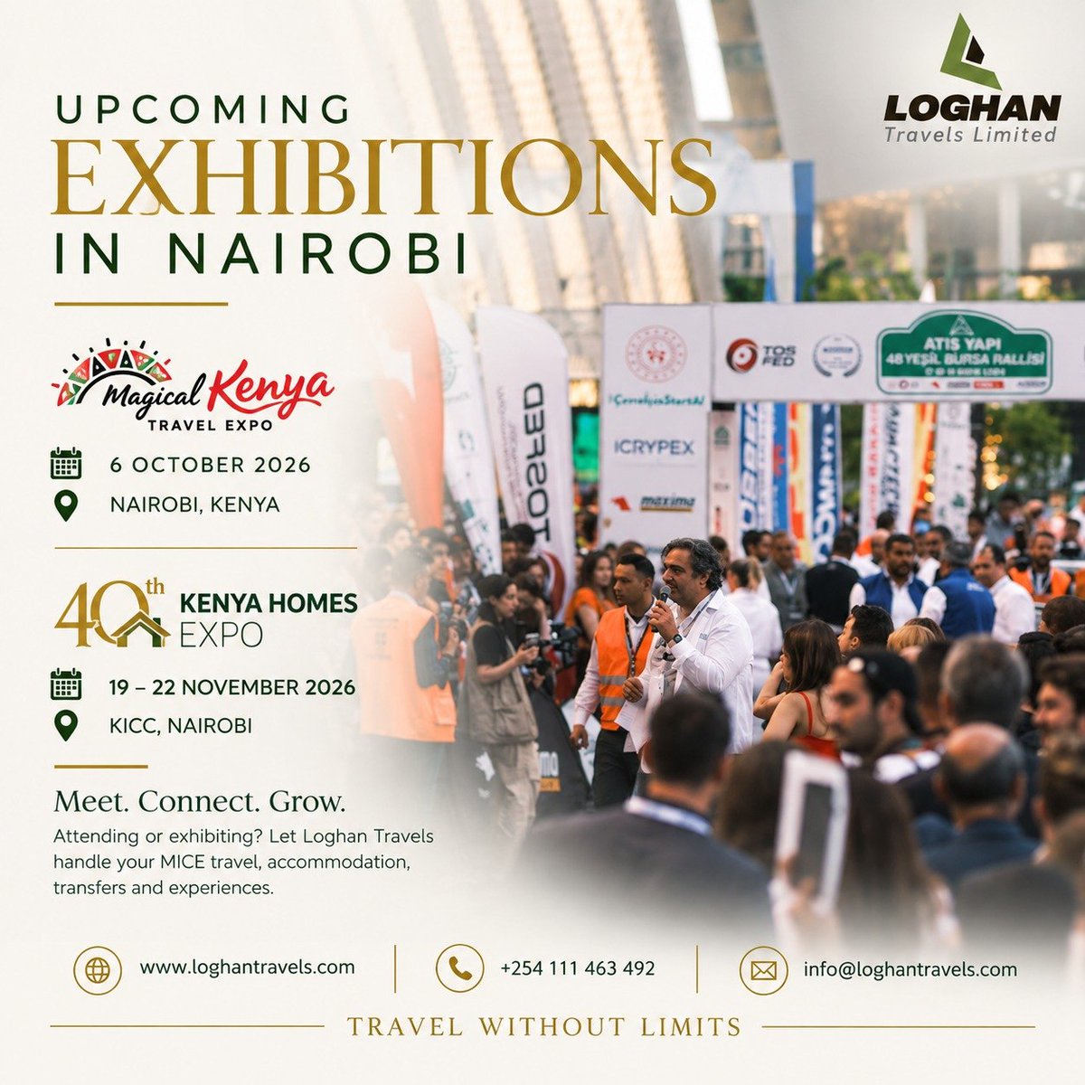 LoghanTravels's tweet photo. Upcoming Exhibitions in Nairobi
Mark your calendar for two major events
For bookings and enquiries contact us on email info@loghantravels or 0111463492 https://t.co/AGfDzvb2sy