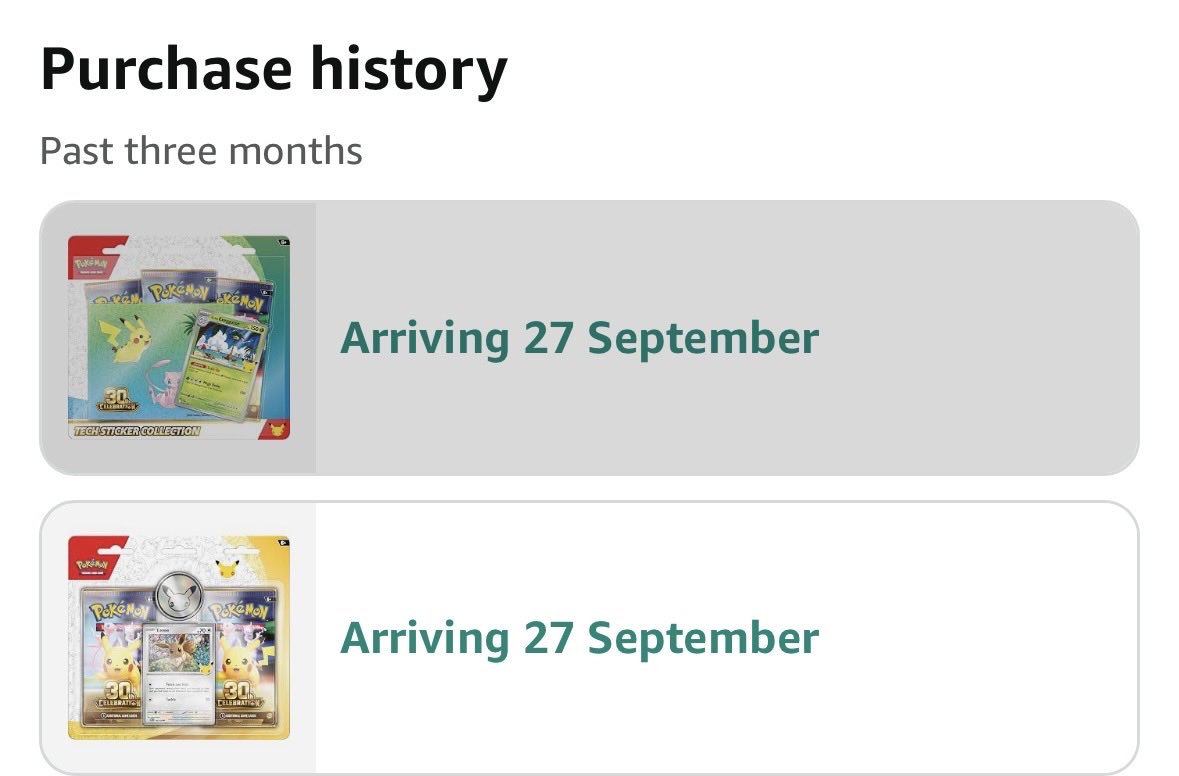 PokeTinkR's tweet photo. This anniversary has been a shambles in the uk.. Amazon doesn’t have next day delivery anymore either. Invited to these two but clearly they haven’t got enough stock to fulfil orders straight away. https://t.co/AZVGAQJ6WH