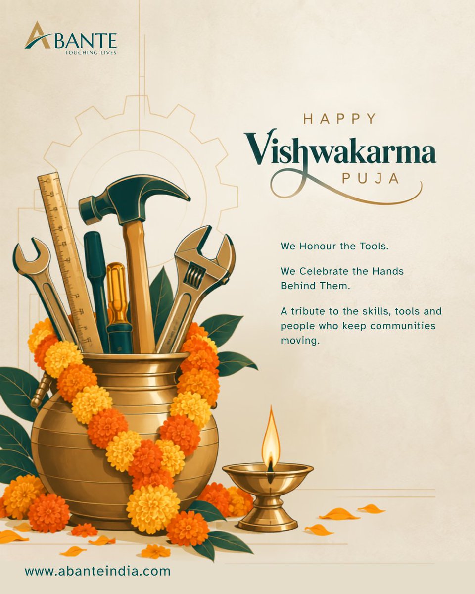 Abanteindia's tweet photo. This Vishwakarma Puja, we honour the skilled hands and tools that help build, maintain, and care for our communities every day. Celebrating craftsmanship, dedication, and the spirit of work.

#VishwakarmaPuja #Abante #TouchingLives #EverydayNationBuilders https://t.co/MTl8LGQ9ab