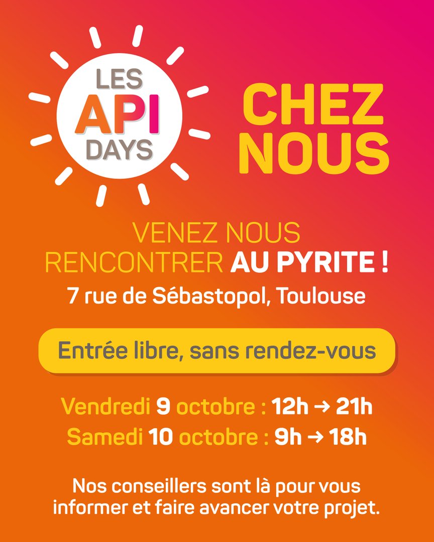 TMHabitat's tweet photo. Les #𝗔𝗣𝗜𝗗𝗮𝘆𝘀 sont de retour chez 𝗧𝗼𝘂𝗹𝗼𝘂𝘀𝗲 𝗠𝗲́𝘁𝗿𝗼𝗽𝗼𝗹𝗲 𝗛𝗮𝗯𝗶𝘁𝗮𝘁 !

📍 Cette année, profitez d'un format hybride : en présentiel au 𝟳 𝗿𝘂𝗲 𝗱𝗲 𝗦𝗲́𝗯𝗮𝘀𝘁𝗼𝗽𝗼𝗹 ou à distance.

🗓️ Save the date : les 9 &amp; 10 octobre !

👉https://t.co/o7dxtOhdkJ https://t.co/LRpvOpv7Eo