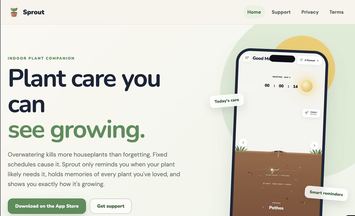 es404020's tweet photo. Updated the Sprout website based on feedback. The messaging now says what the app actually does. Try app today https://t.co/euXduCcGV6
#Shipaton #BuildInPublic https://t.co/a5mU7LzAXm