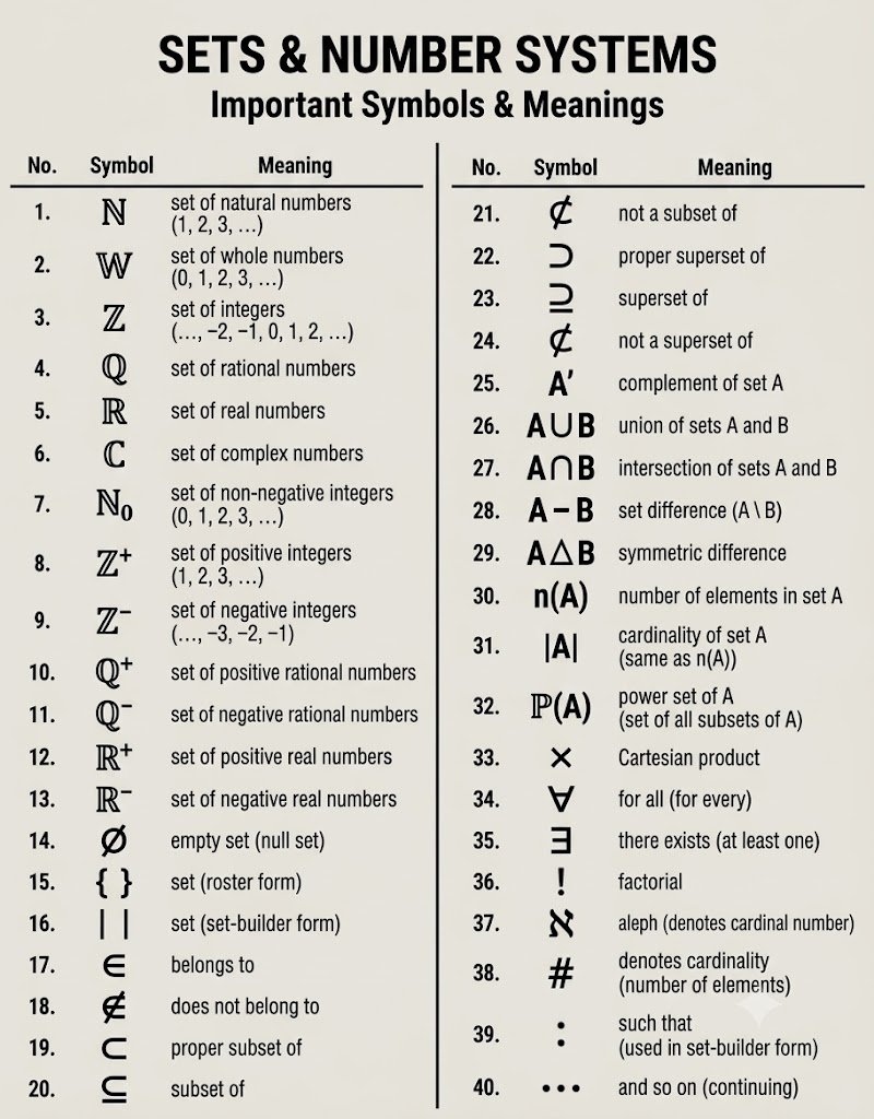 SolvingForZ's tweet photo. Sets &amp; Number Systems - Important Symbols &amp; Meanings https://t.co/VytHHb8WE9