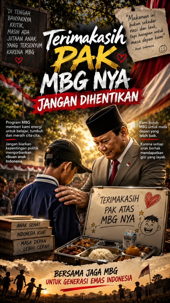 AwaiAnwar's tweet photo. Terima kasih Pak untuk MBG, Jangan hentikan harapan anak Indonesia. #MBG #IndonesiaMaju https://t.co/AxrIz5kM8w