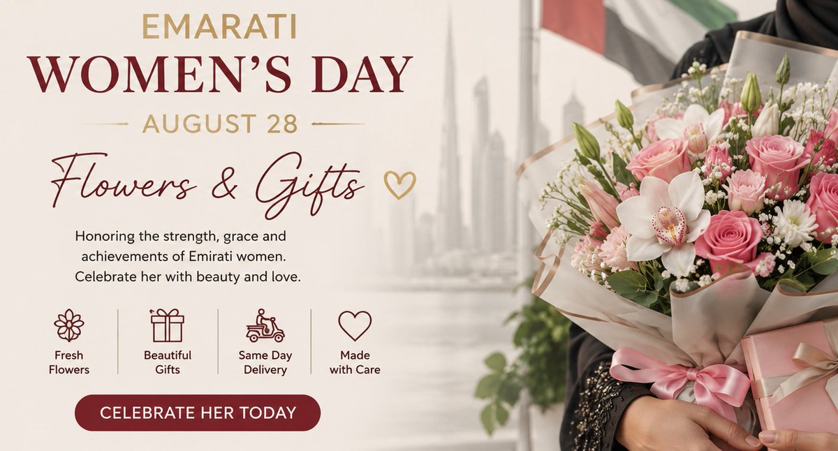 FranciscaPzy's tweet photo. 🌹 Emirati Women’s Day | August 28 🌹
Celebrate the incredible women in your life with fresh flowers! 💐
❤️ Celebrate Her
🌹 Appreciate Her
🎁 Send Her Flowers
📅 Order in Advance
🚚 Delivery Across Sharjah &amp; Ajman
📞 WhatsApp: +971 52 239 6088 https://t.co/7J3UmiqD1l