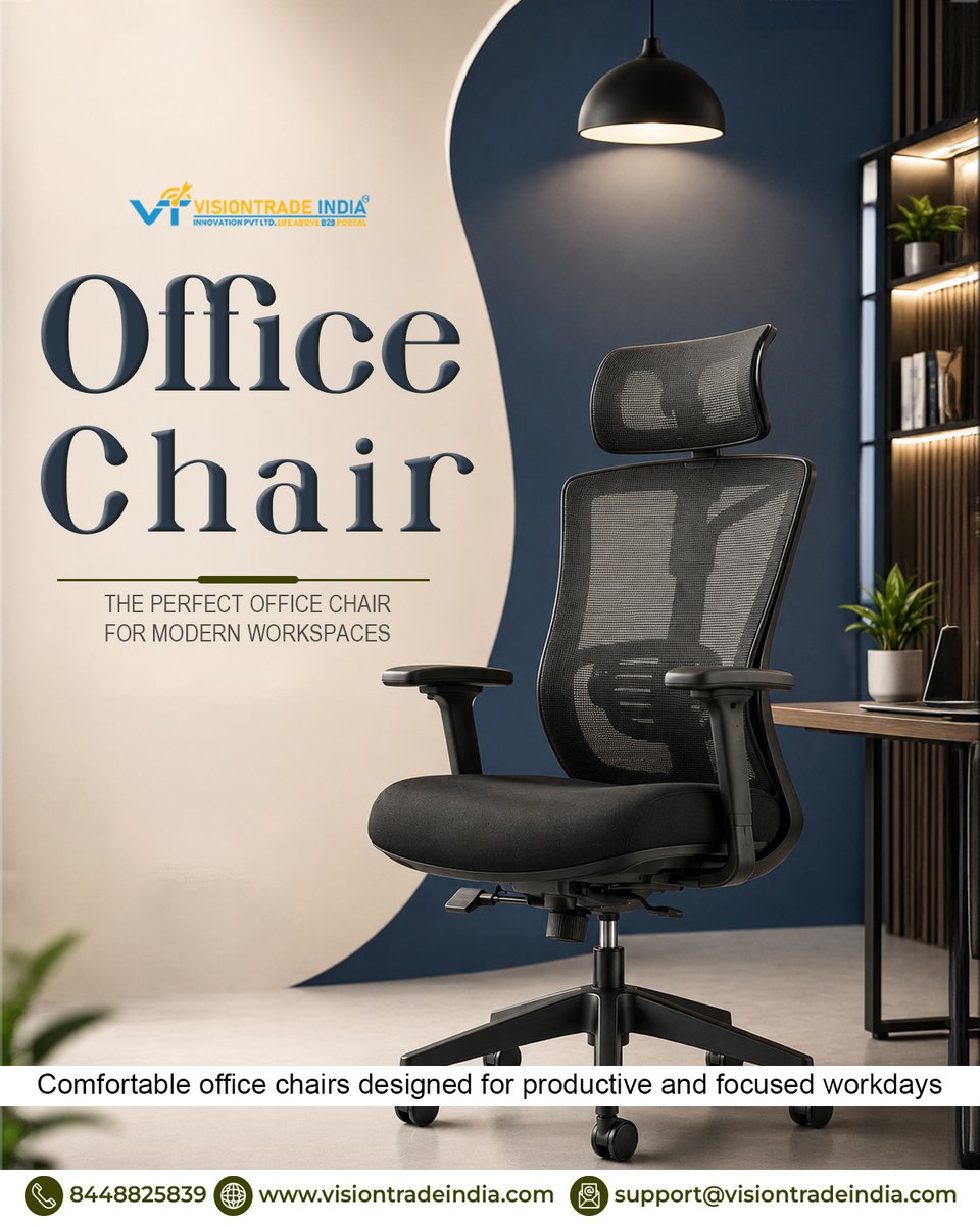 VisionTradeInd1's tweet photo. Make your workday more comfortable with our office chairs, designed to provide reliable support and a practical seating solution for offices, workspaces, and home setups.
#OfficeChair #OfficeFurniture #WorkChair #OfficeSetup #Workspace #VisionTradeIndia #VTI https://t.co/MjyDQIVf36