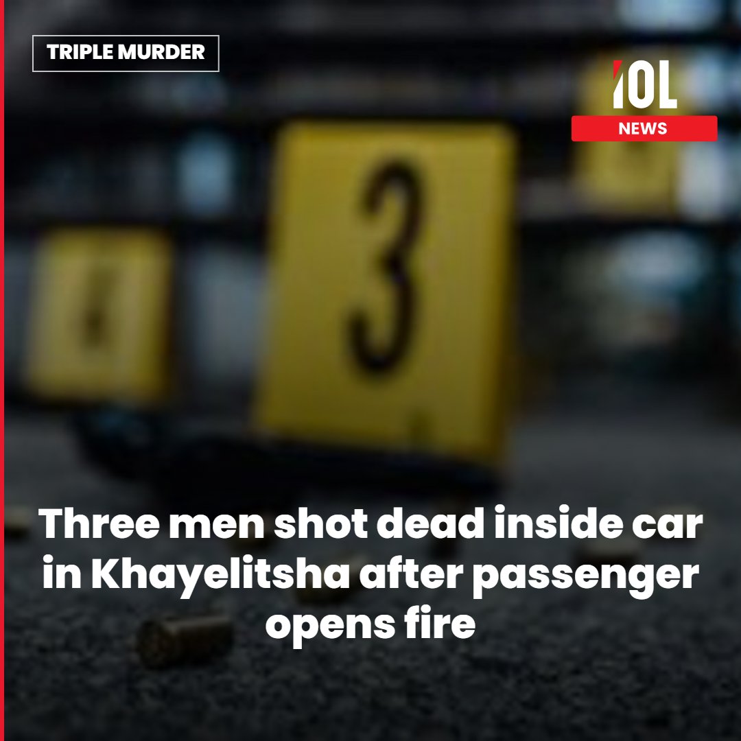 IOL's tweet photo. Three men were shot dead inside a car in Khayelitsha when a fellow passenger pulled out a gun and opened fire.
Read on https://t.co/sxFO2vVOFJ
#news #CarKillings #PassengerFire #TripleMurder #GunAttack https://t.co/feTx33Vgkd