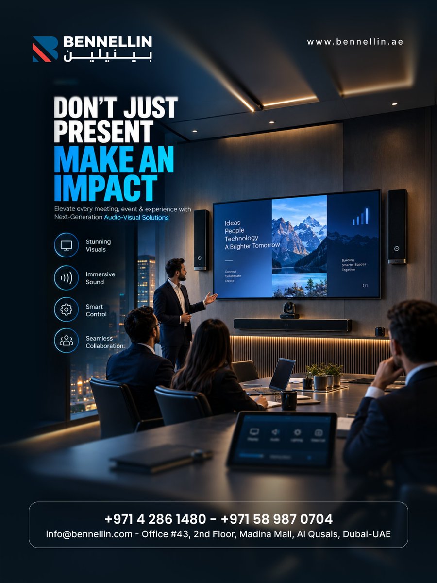 bennellin_'s tweet photo. Your presentation deserves more than attention—it deserves impact. 

Create engaging experiences with Bennellin’s next-generation audio-visual solutions.

: +971 58 98 707 04
: https://t.co/PpNj4NDyuX

#Bennellin #AudioVisual #AVTechnology #Dubai https://t.co/DiUpaN8BRR