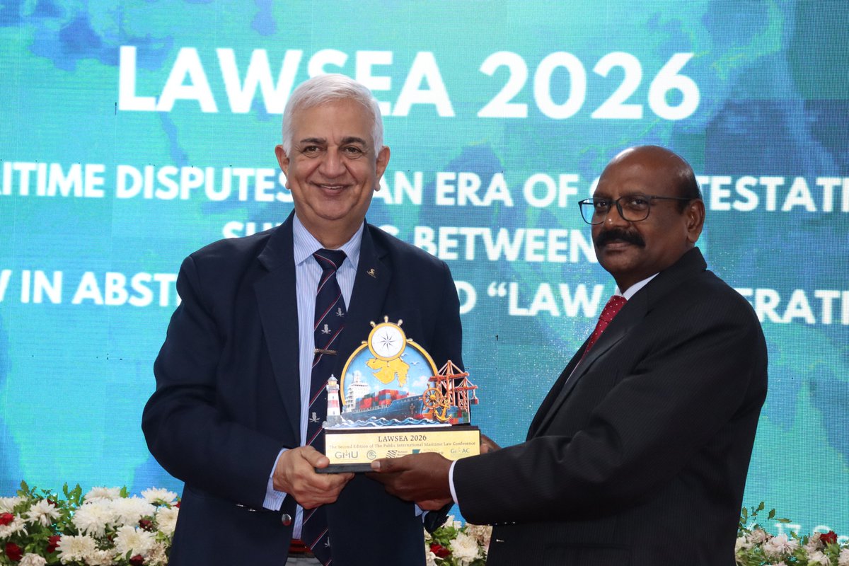 nmfindia's tweet photo. Opening Session — Day Two, LAWSEA 2026

Day Two of #LAWSEA2026 opened under the theme Dispute Management, Lawfare & Policy Choices, setting a distinctly different register from Day One's foundational legal debates.

Prof Manimuthu Gandhi, Vice President, Indian Society for International Law, New Delhi, delivered the Special Address on "Law as Compass: Managing Maritime Disputes Without Escalation" — a considered argument for law as a stabilising instrument rather than merely a site of contest.