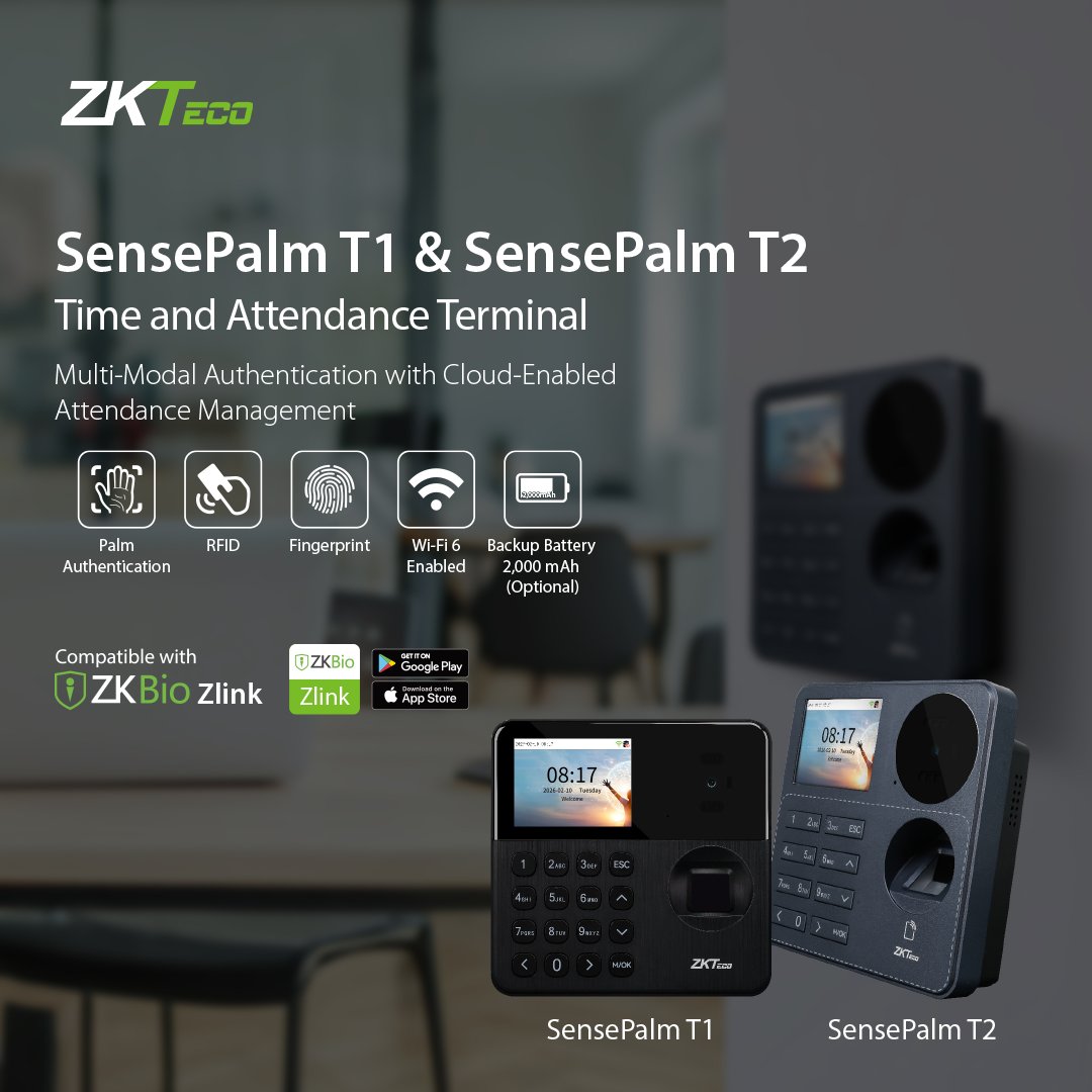 ZKTeco's tweet photo. New Product Launch - SensePalm T1 &amp; SensePalm T2 Time and Attendance Terminal

Read more: https://t.co/hAbqQlP1MW https://t.co/OmDRwNF3s1