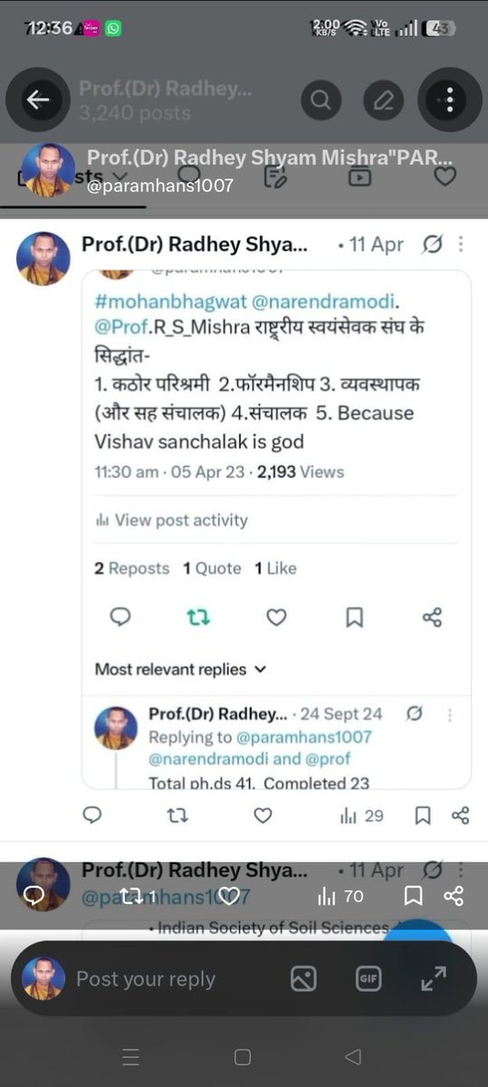 paramhans1007's tweet photo. @narendramodi @paramhans1007 

Happy birthday dear Bhai Narendra Modi 
You are doing excellent commendable work for national welfare. 
From Prof Radhey Shyam Mishra 
Four patents got in 2026
Ph.D guiding: 44(degree awarded: 33. Ph.d thesis under evaluation 03
PrePhD permission:01 https://t.co/T982wPDY4M
