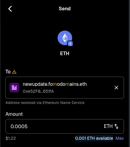 fomodomainsrh's tweet photo. Major update: you can now send to alice.fomodomains.eth from any wallet !

Every .fomo name is now reachable through ENS. Open Rabby, MetaMask or Robinhood Wallet, paste name.fomodomains.eth in the recipient field, and it resolves to the wallet behind the name. 
 
When your wallet asks for alice.fomodomains.eth, the resolver sends it to our gateway, which reads alice's address live from the .fomo contract on robinhood chain and signs the answer.

Works on Ethereum, Robinhood, BSC, ARC, Stable, and every Ethereum L2.
 
Try it: send to newupdate.fomodomains.eth 
https://t.co/YJG2f2VJRp