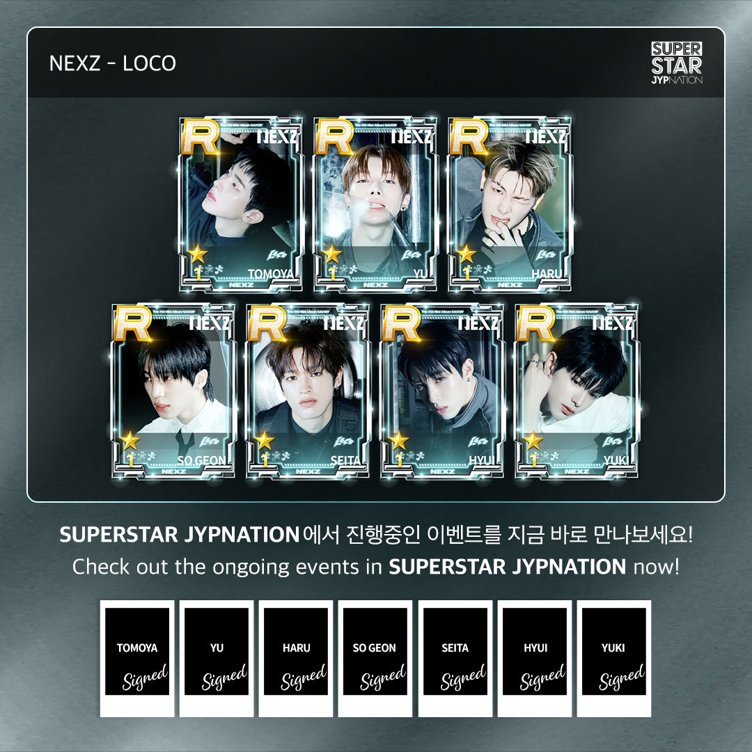 SuperStarJYP's tweet photo. [🎹] NEXZ - LOCO

SONG &amp; PACKAGE &amp; MISSION &amp; EVENT UPDATE!

슈스제 LOCO 플레이🎧
재밌잖아 걱정은 Way back(੭•̀ᵕ•̀)੭

🎮https://t.co/zGG9km3v2N

#SUPERSTARJYPNATION #SSJ
#슈퍼스타제이와이피네이션 #슈스제
#NEXZ #넥스지 https://t.co/M0Glcgkdj2