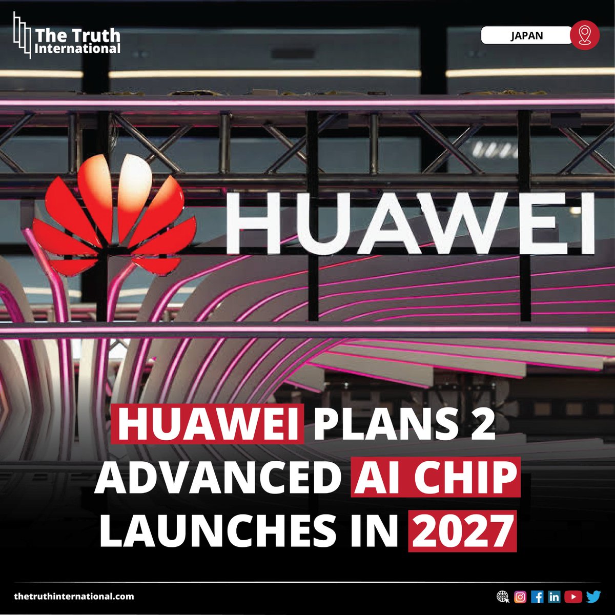 ttimagazine's tweet photo. Huawei Plans Two Advanced AI Chip Launches In 2027
Details:
https://t.co/PetTKt7JwT
#Huawei #Advanced #AIChip #2027Tech #Japan #Technology #ArtificialInteligence https://t.co/z7XtFyLHRE