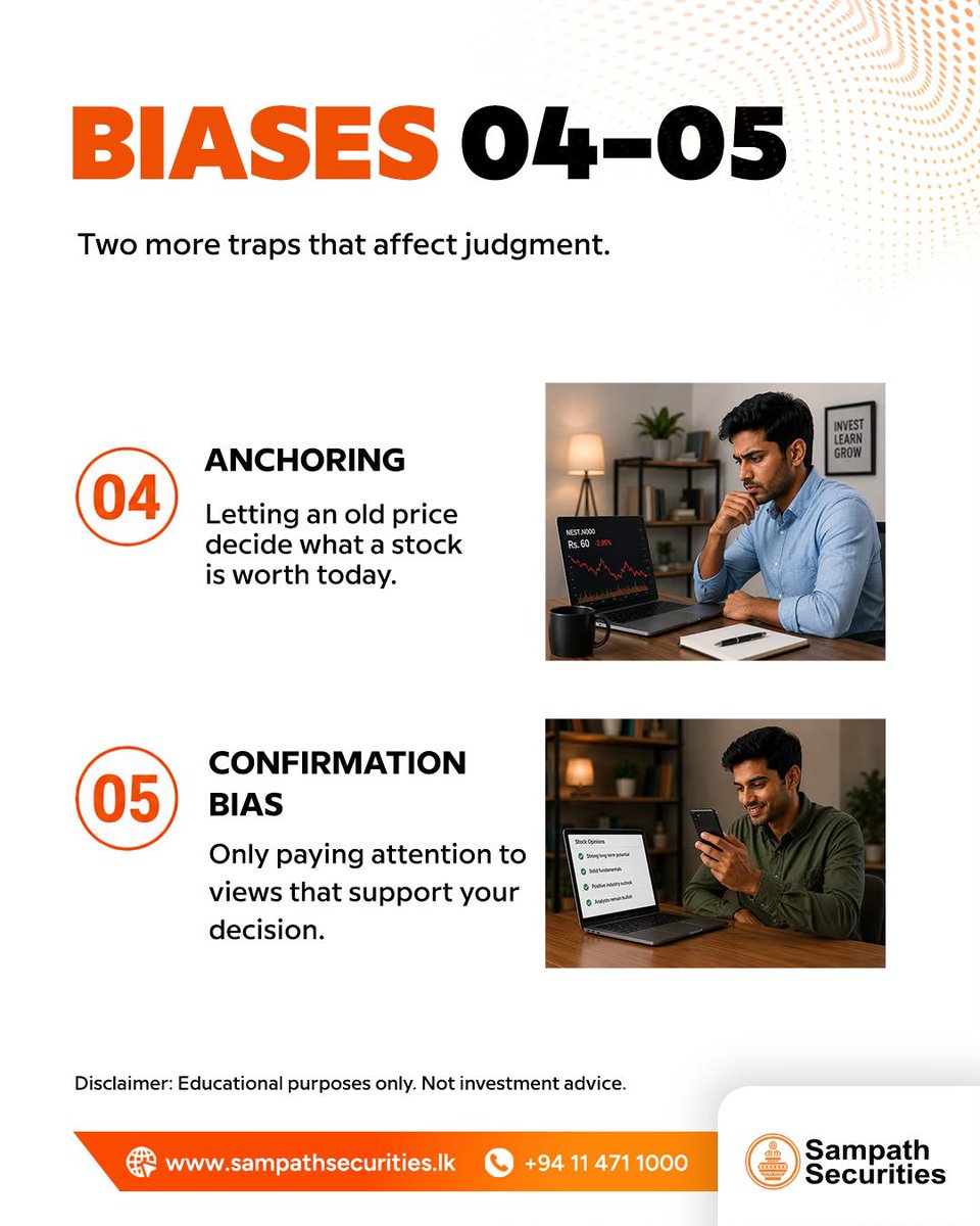 sc_securities's tweet photo. Your decisions can be influenced by more than just the numbers.

#investing #investoreducation #stockmarket #cse #sampathsecurities https://t.co/5ewgZOUkDZ
