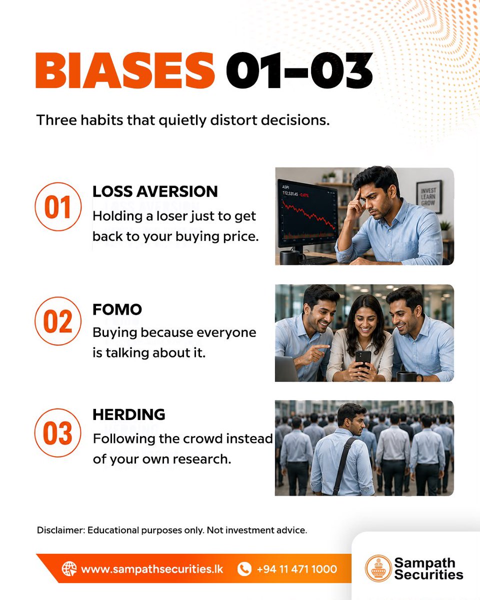 sc_securities's tweet photo. Your decisions can be influenced by more than just the numbers.

#investing #investoreducation #stockmarket #cse #sampathsecurities https://t.co/5ewgZOUkDZ