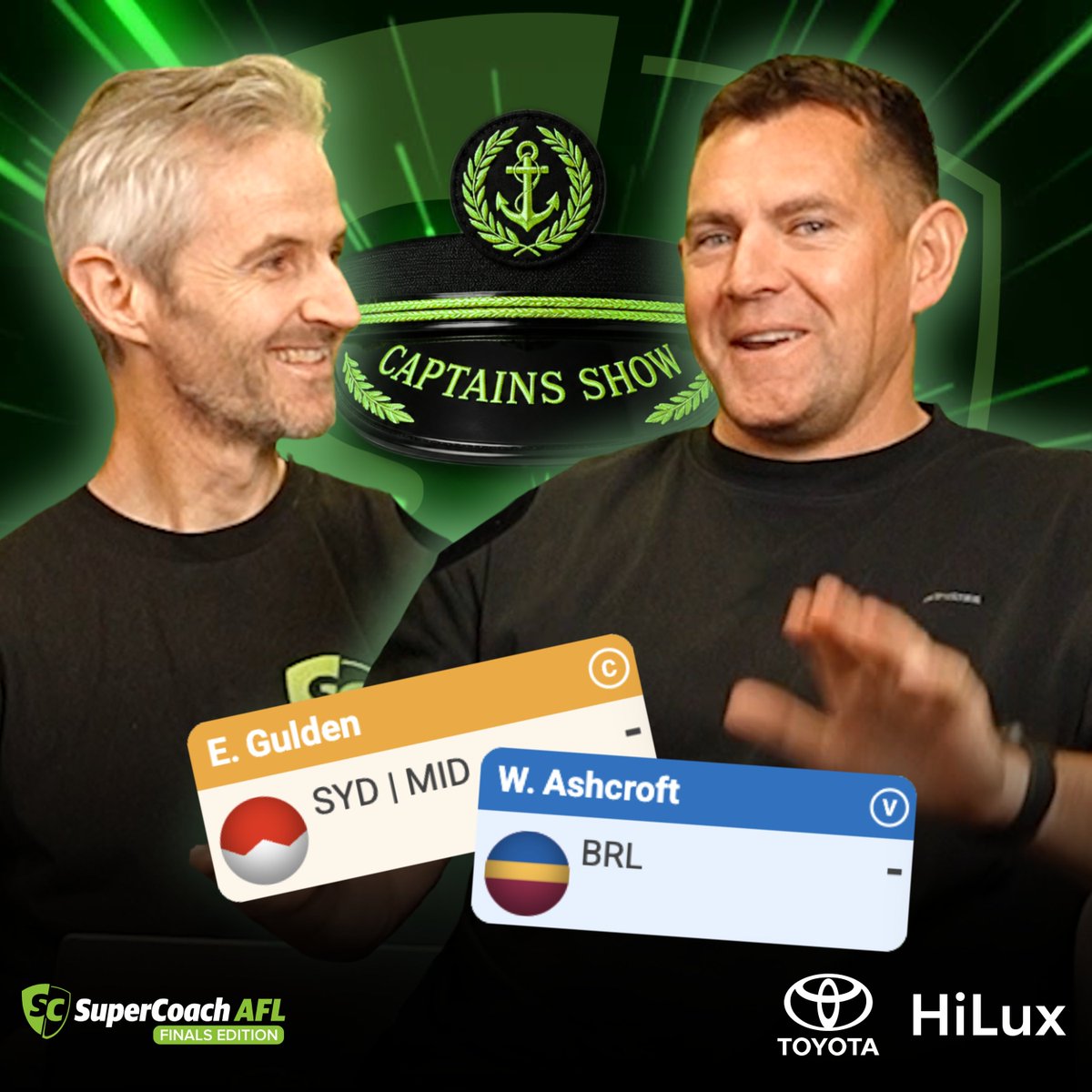 SuperCoach's tweet photo. Luke Hodge (!!) joins @al_supercoach to talk all things #SuperCoach, AFL Finals footy, and best big-game players 🤯🔥

Plus: Al's Top Five Captains for Prelim Final week 👇

📹Watch on YouTube: https://t.co/ESMo1F0JFY https://t.co/or4POZjsx3