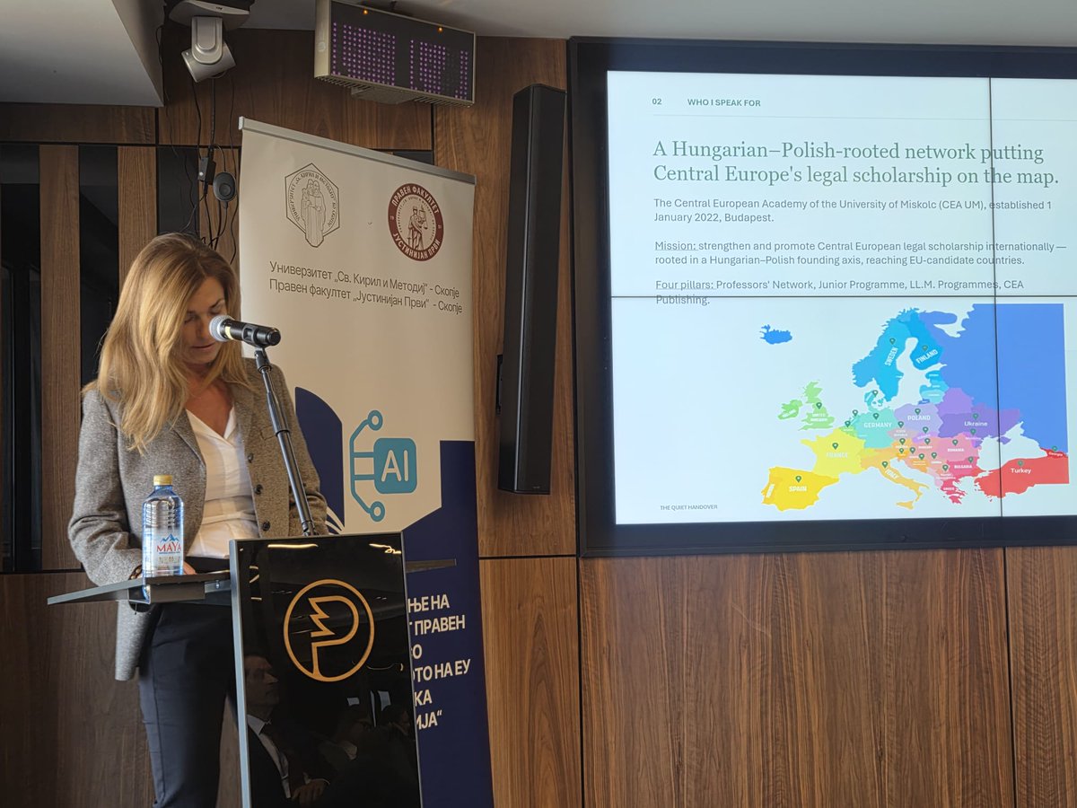 Centraleuropea's tweet photo. At the international conference “When AI Betrays Law and Justice” organized by Ss. Cyril and Methodius University, Skopje on 16 September 2026, Judit Varga, senior mentor of CEA, spoke about AI, constitutional government and the importance of preserving human judgment. https://t.co/OV8tS3i0YZ