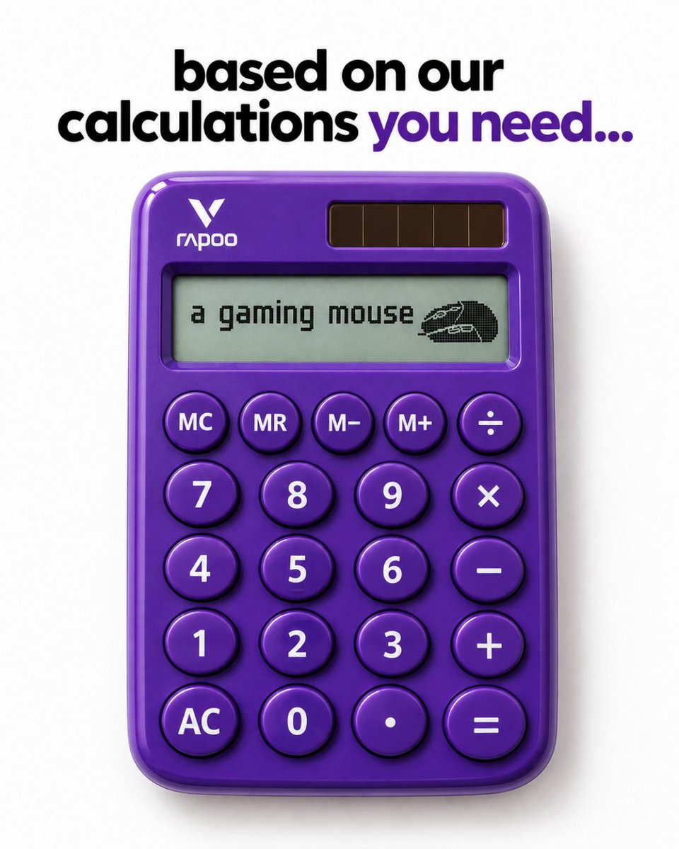 RapooOfficial's tweet photo. We did the math. 🧮🖱️
The answer? A gaming mouse. Obviously. 😎
#Rapoo #RapooGaming #GamingMouse #GamingGear #GamingMeme #Gamer #PCGaming #GamingSetup https://t.co/F8ZBrVjs71