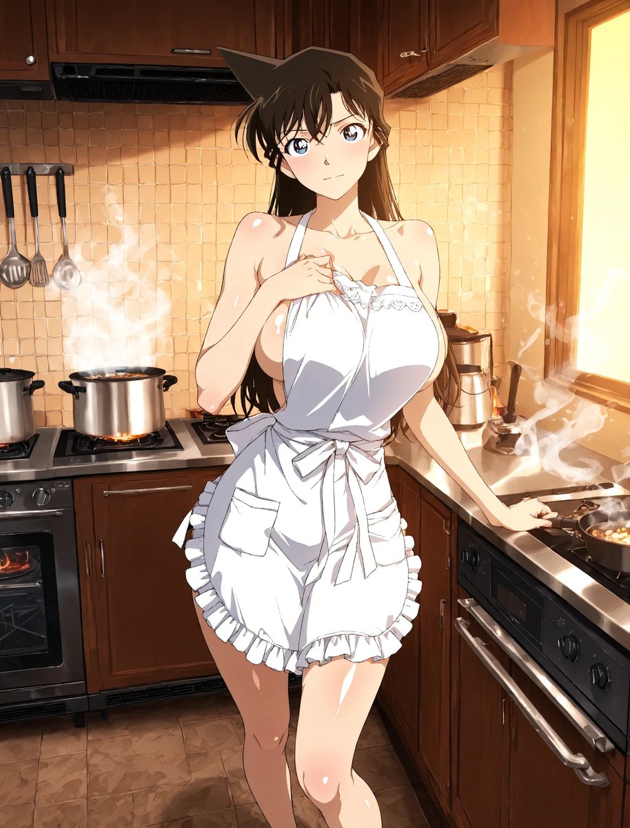 bustyanimeart's tweet photo. 毛利蘭　裸エプロン　＃毛利蘭　＃名探偵コナン https://t.co/5gcHyw2t59