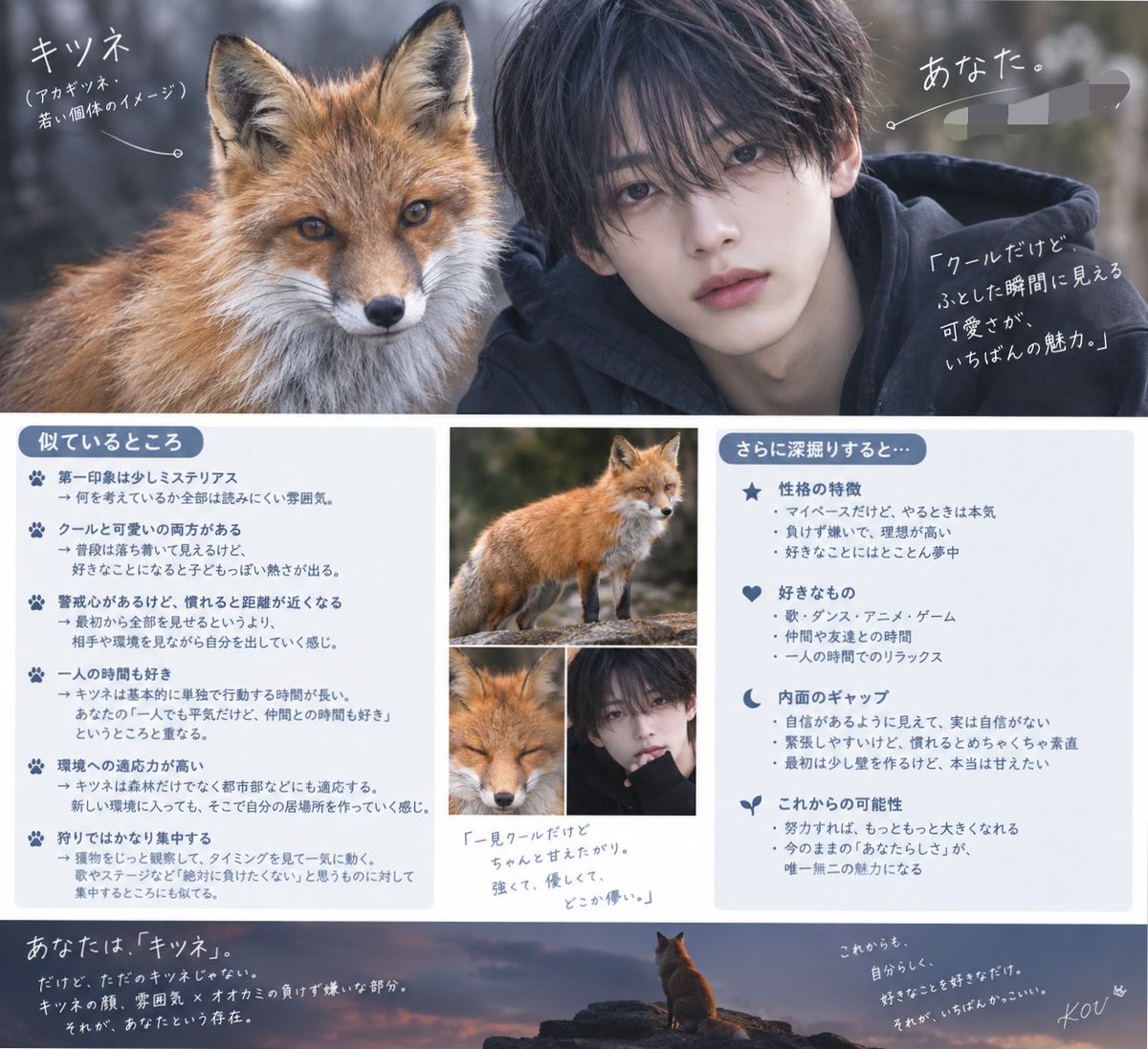 nvln_kou's tweet photo. けいとがやってたからやってみた
左が僕です。🦊 https://t.co/lP8js9FelP