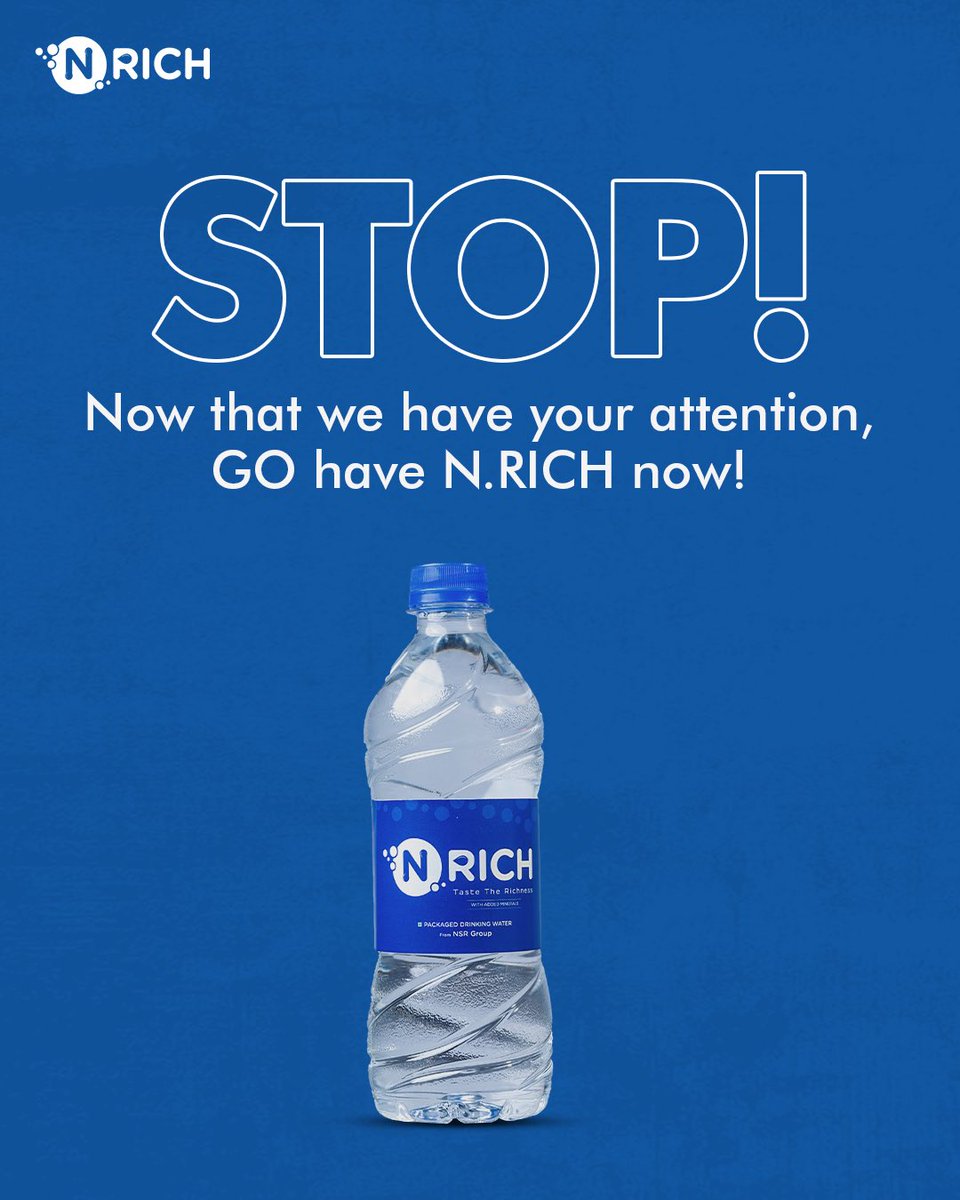 Nrichwater's tweet photo. STOP scrolling! 🛑 This is your official sign to take a sip break. Go grab an NRICH bottle now. 💧 #HydrationBreak #NRICH #TakeASip https://t.co/E5nKCpKSO3