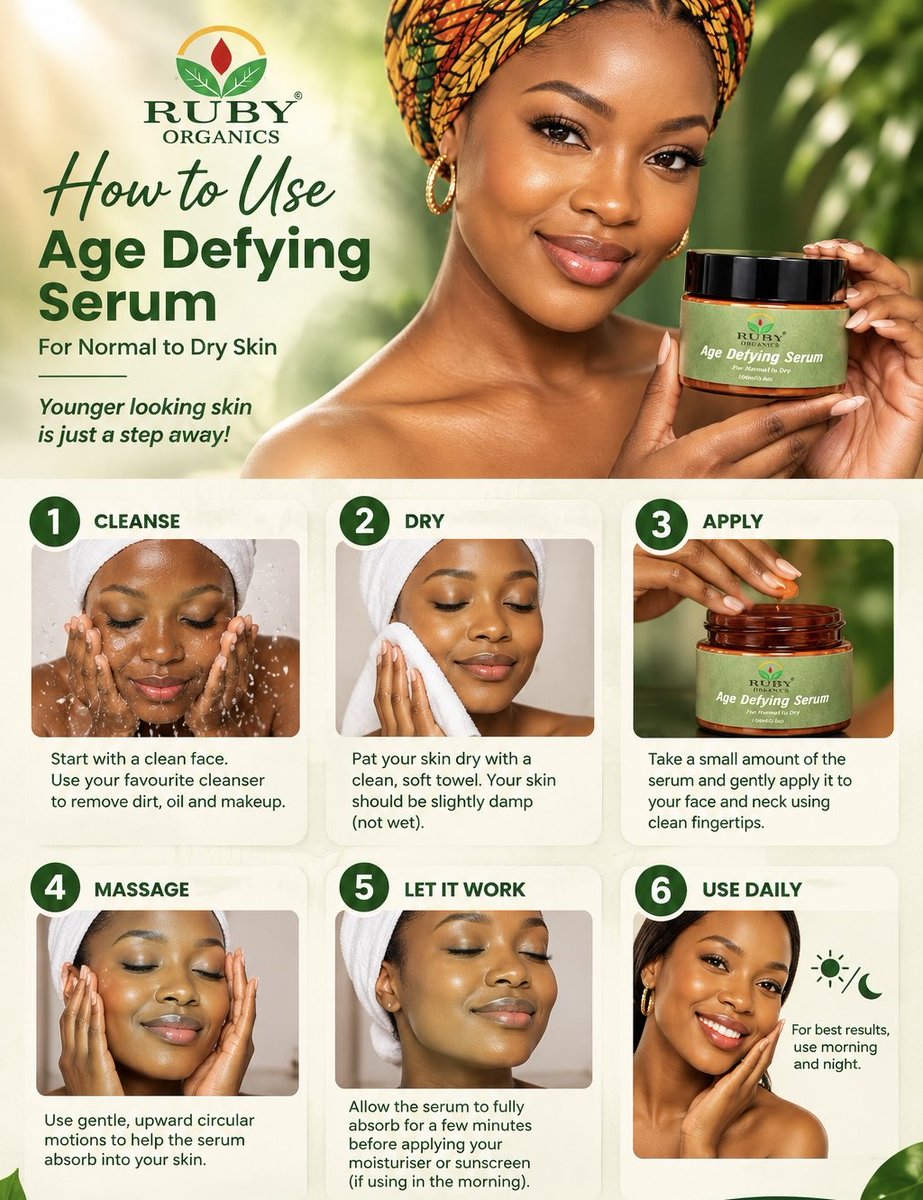 limited_ruby's tweet photo. Your skin deserves timeless radiance.

Give your routine a youthful boost with our Age-Defying Serum—designed to nourish, smooth and leave your skin looking fresh, radiant and beautifully cared for. 

📞 Order Now
  0719836151

#RubyOrganicsAfrica #AgeDefyingSerum #YouthfulGlow https://t.co/tSgnlN7sEz