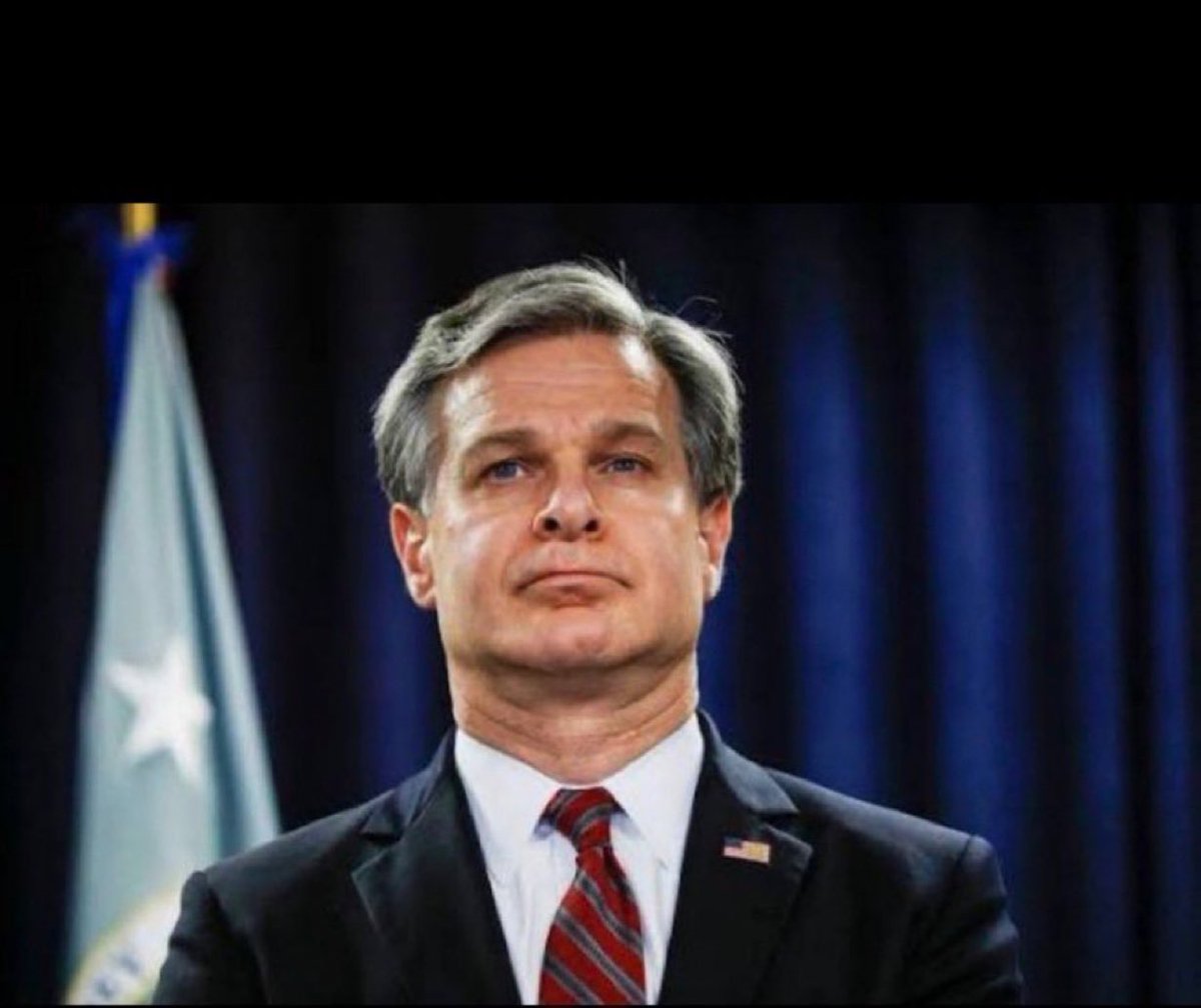 Trump_Jr_GC1's tweet photo. Chris Wray was FBI Director when evidence surrounding Thomas Crooks/Butler PA assassination attempt of Trump was destroyed, J6 was embedded FBI agents wearing MAGA hats, and the FBI raid of Mar-A-Logo.

Chris Wray is a traitor who belongs in GITMO! https://t.co/oKg16NjVTf