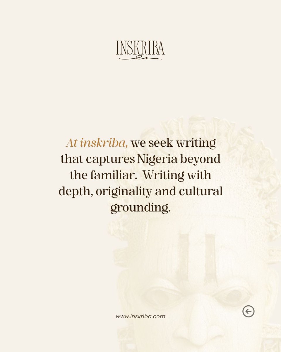 inskriba's tweet photo. Inskriba is an archive of original voices, preserving the ideas, experiences, cultures, histories, and perspectives that shape our country and continent.

We value the craft, and we reward every accepted piece.

Read our guidelines at https://t.co/euQfIheQsA https://t.co/cUGm6Kvx6o