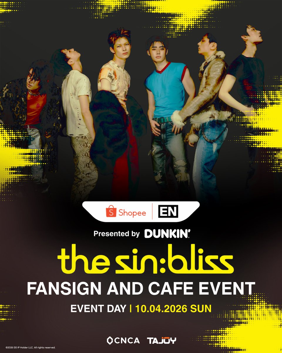 cnca_media's tweet photo. IT’S FINALLY HERE! 
ENGENEs, the wait is OVER! 🖤

Get ready for 𝐄𝐍𝐇𝐘𝐏𝐄𝐍’𝐬 𝐅𝐈𝐑𝐒𝐓-𝐄𝐕𝐄𝐑 𝐅𝐀𝐍𝐒𝐈𝐆𝐍 &amp; 𝐂𝐀𝐅𝐄 𝐄𝐕𝐄𝐍𝐓 𝐈𝐍 𝐌𝐀𝐍𝐈𝐋𝐀! ✨

#CNCA #ENHYPEN_in_MNL #ShopeePH_with_ENHYPEN #Dunkin_with_ENHYPEN #ENHYPEN https://t.co/el91KNXXFh