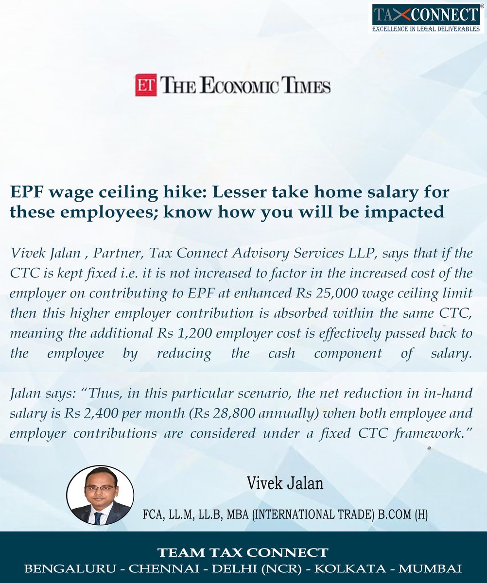 cavivekjalan's tweet photo. The Economic Times : EPF wage ceiling hike: Lesser take home salary for these employees; know how you will be impacted
Link for accessing article:
The Economic Times: https://t.co/VxLu2BlVOp
#EPFO #epfwageceiling #providentfund #EmployeeBenefits #SalaryStructure https://t.co/QHbu5wq3le